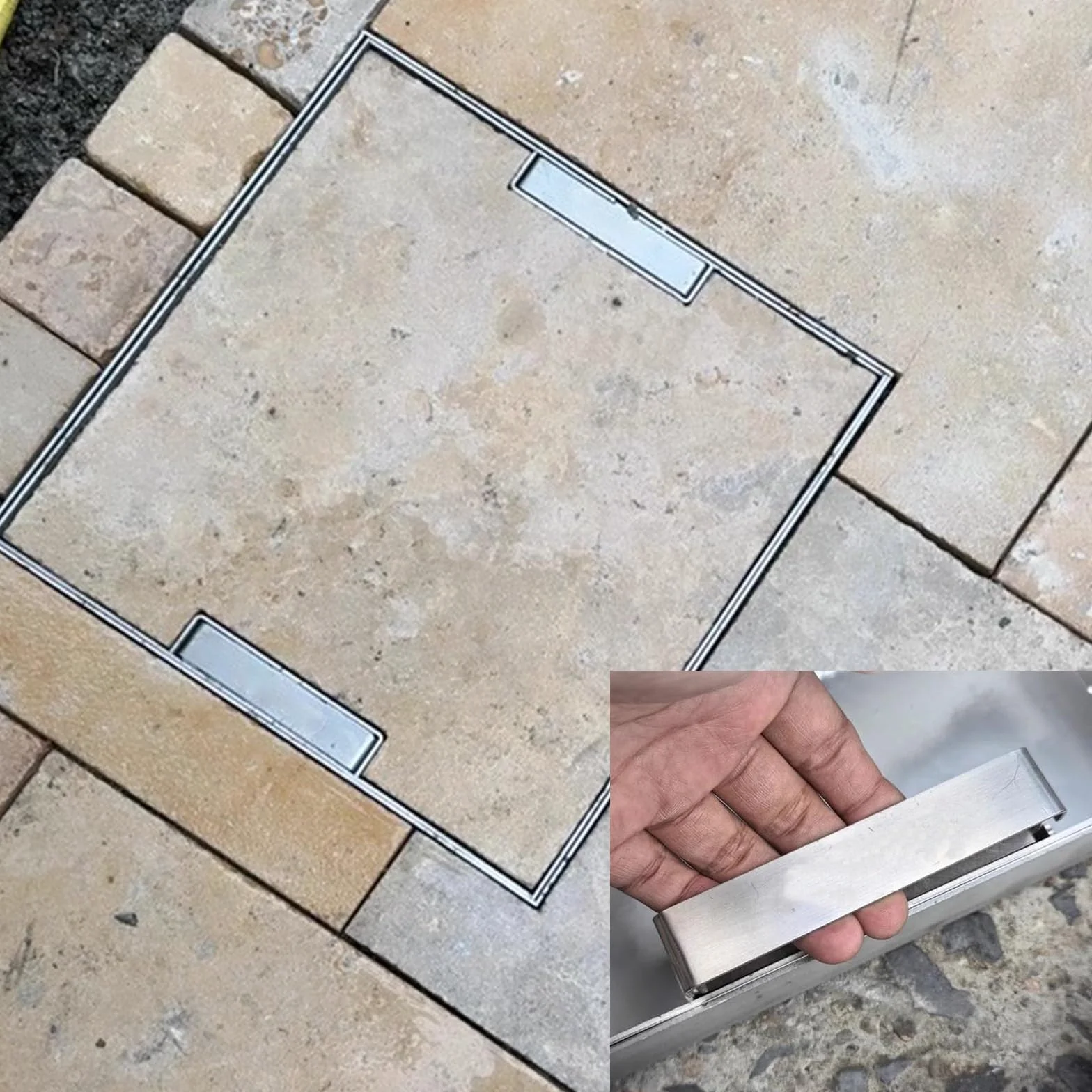 tapa de alcantarilla Tapas Invisibles Personalizables para Fosas Sépticas con Asas Retráctiles, Tapa y Marco de Arqueta Cuadrados Resistentes a la Carga, Tapa y base universales para fosas sépticas(30