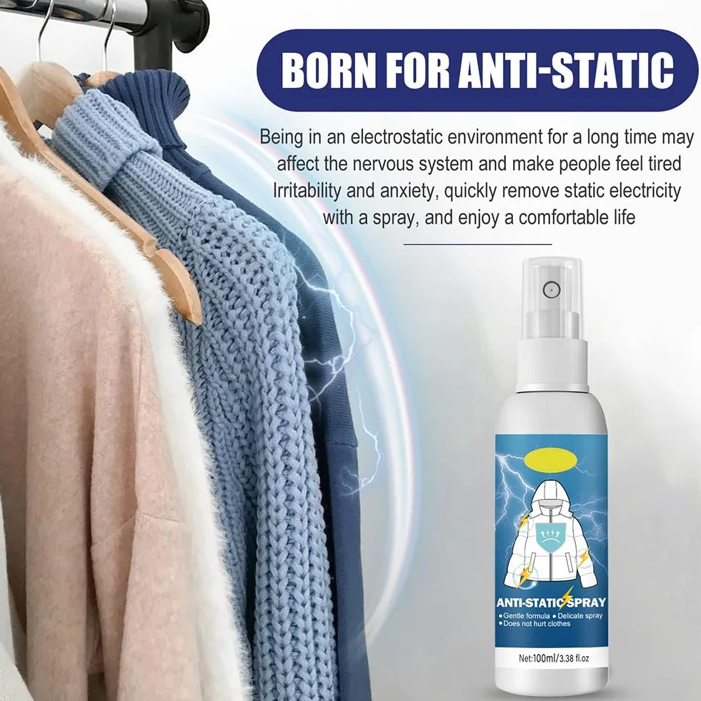 Spray Antiestático para Ropa 100ml Anti Static Aerosol Reducir Electricidad Estática