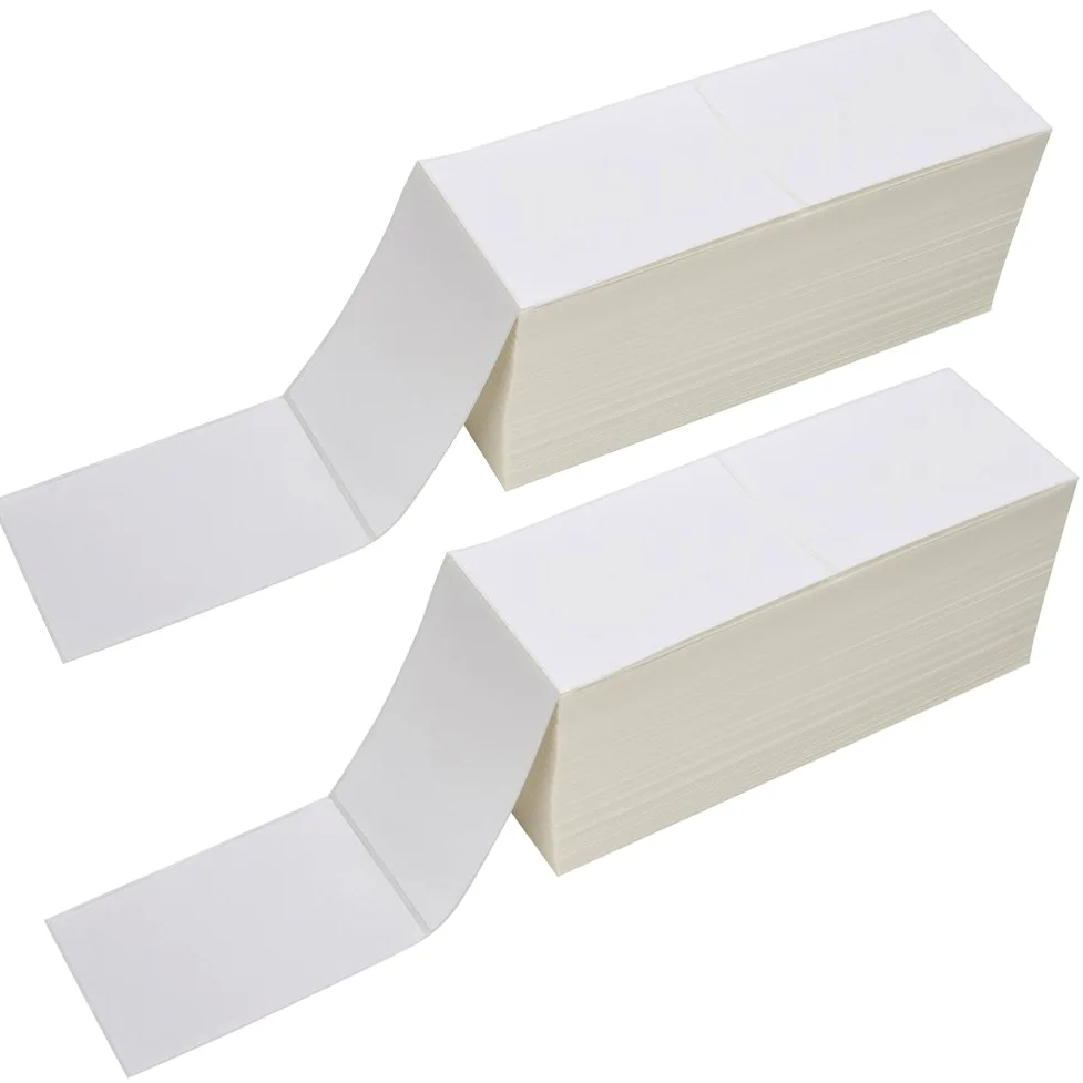 2 Stacks (4000 etiquetas) 4 x 6 pulgadas Fanfold etiquetas de envío térmico directo para cebra, Elton