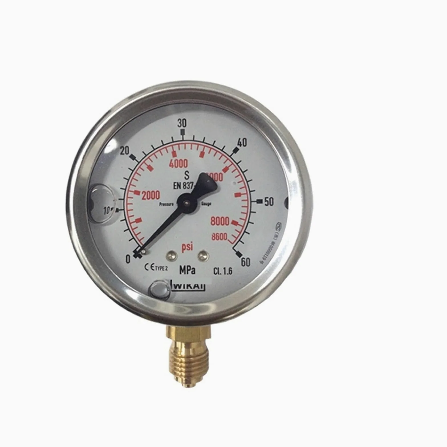 Manómetro de Tubo Bourdon, Acero Inoxidable, diámetro de Superficie de 100 mm(0~600bar/0~60MPa,G1/4)