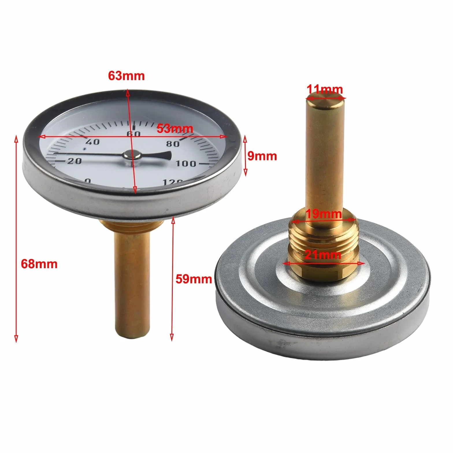 Medidor de diámetro 63 mm termómetro DIAL 0-120 °C para tanque aceite calefacción tubería agua caliente