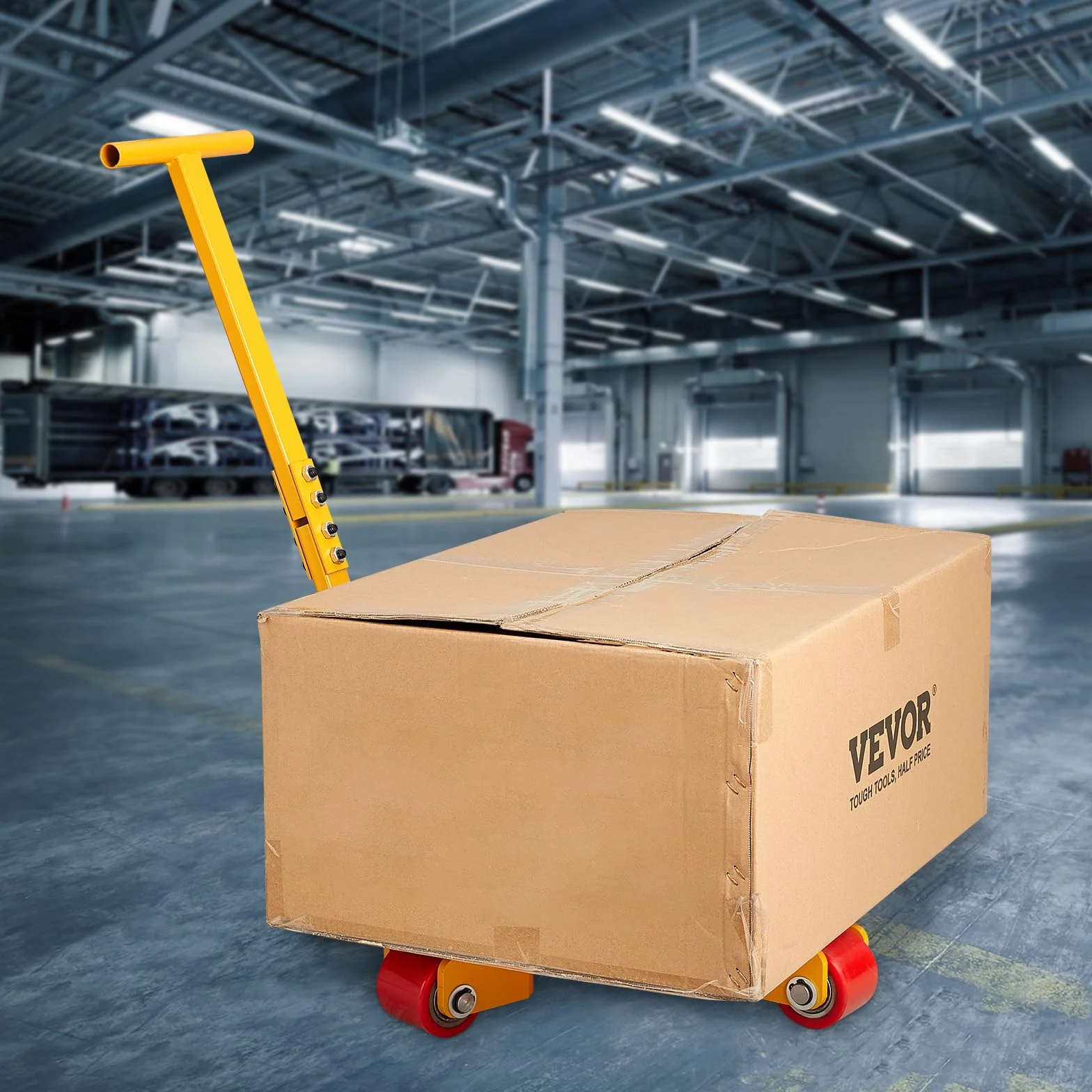 VEVOR Plataforma de Transporte de Muebles de Acero al Carbono, 3 Ruedas Giratorias 360° PU, Carga 3 T, Antideslizante