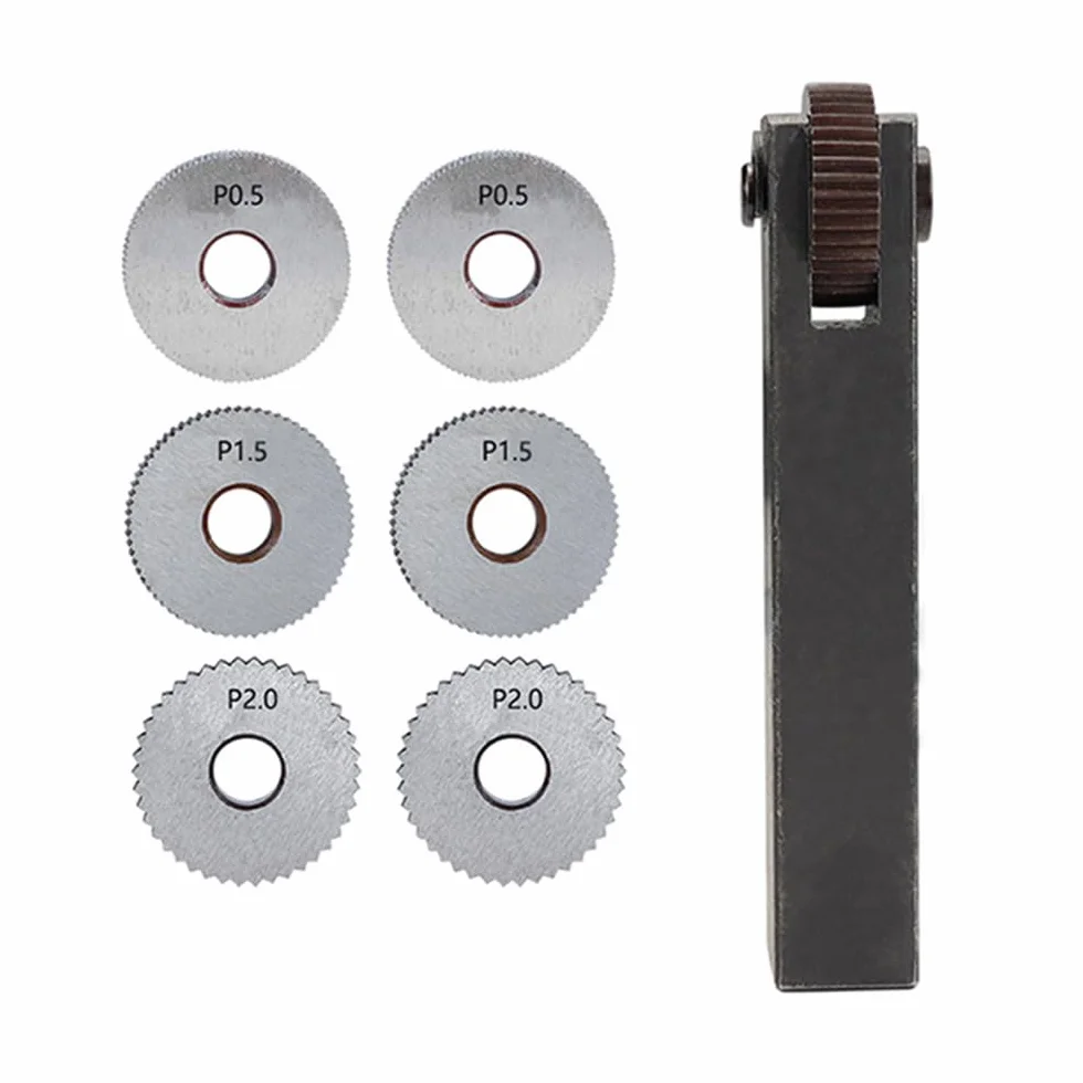 Juego de 7 herramientas moleteadas para torno de acero de alta velocidad, 0,5-2 mm