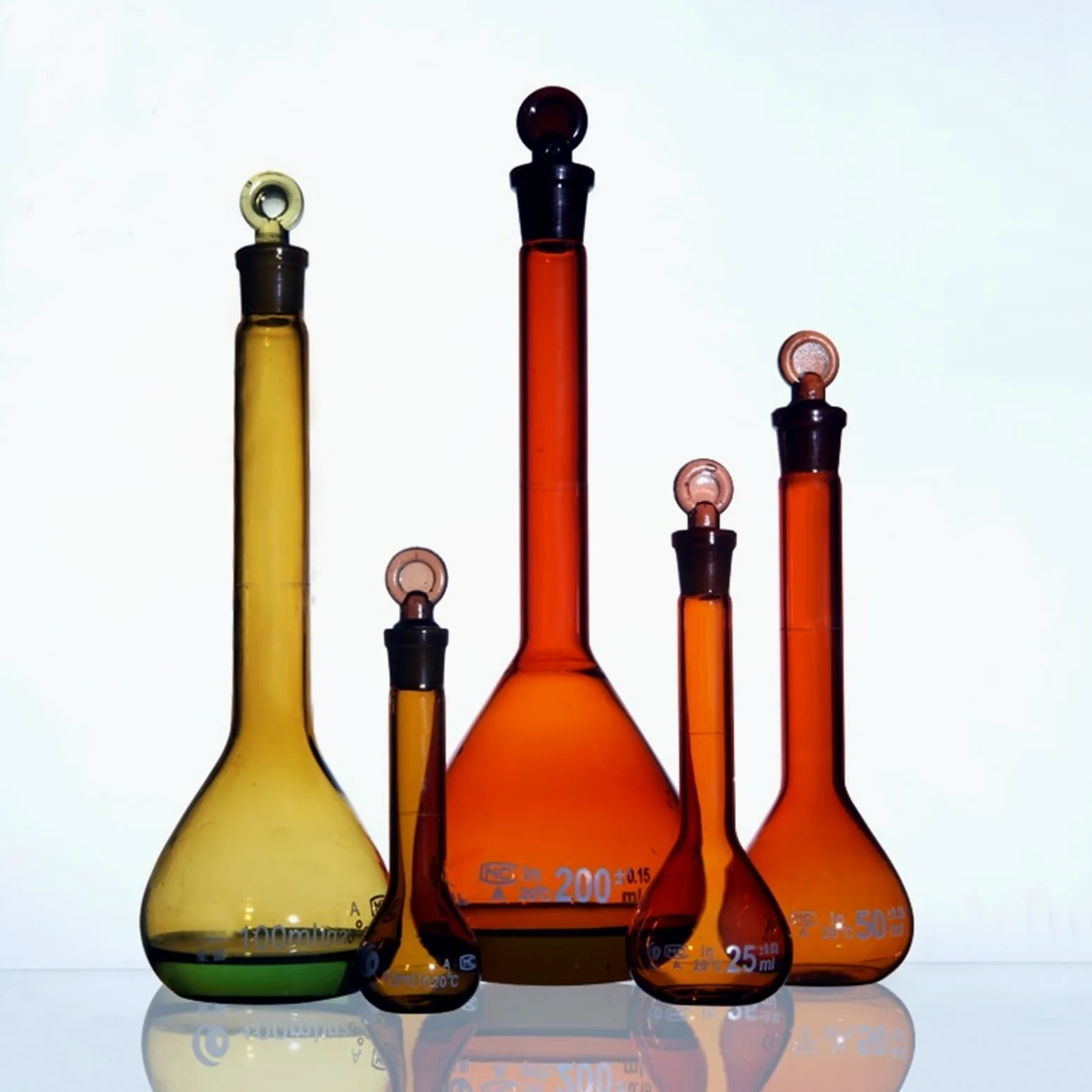 Matraz científico del juego, Paquete de 2 matraces volumétricos de vidrio de 25 ml a 1000 ml(1000mL 2 pieces)