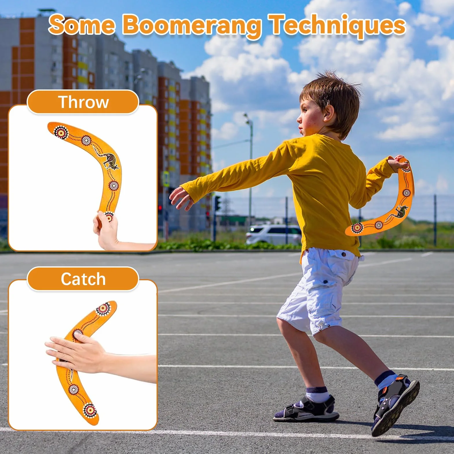 Boomerang Niños Madera Deportes al Aire Libre Bumerang de Madera Forma V Lanzar Juego