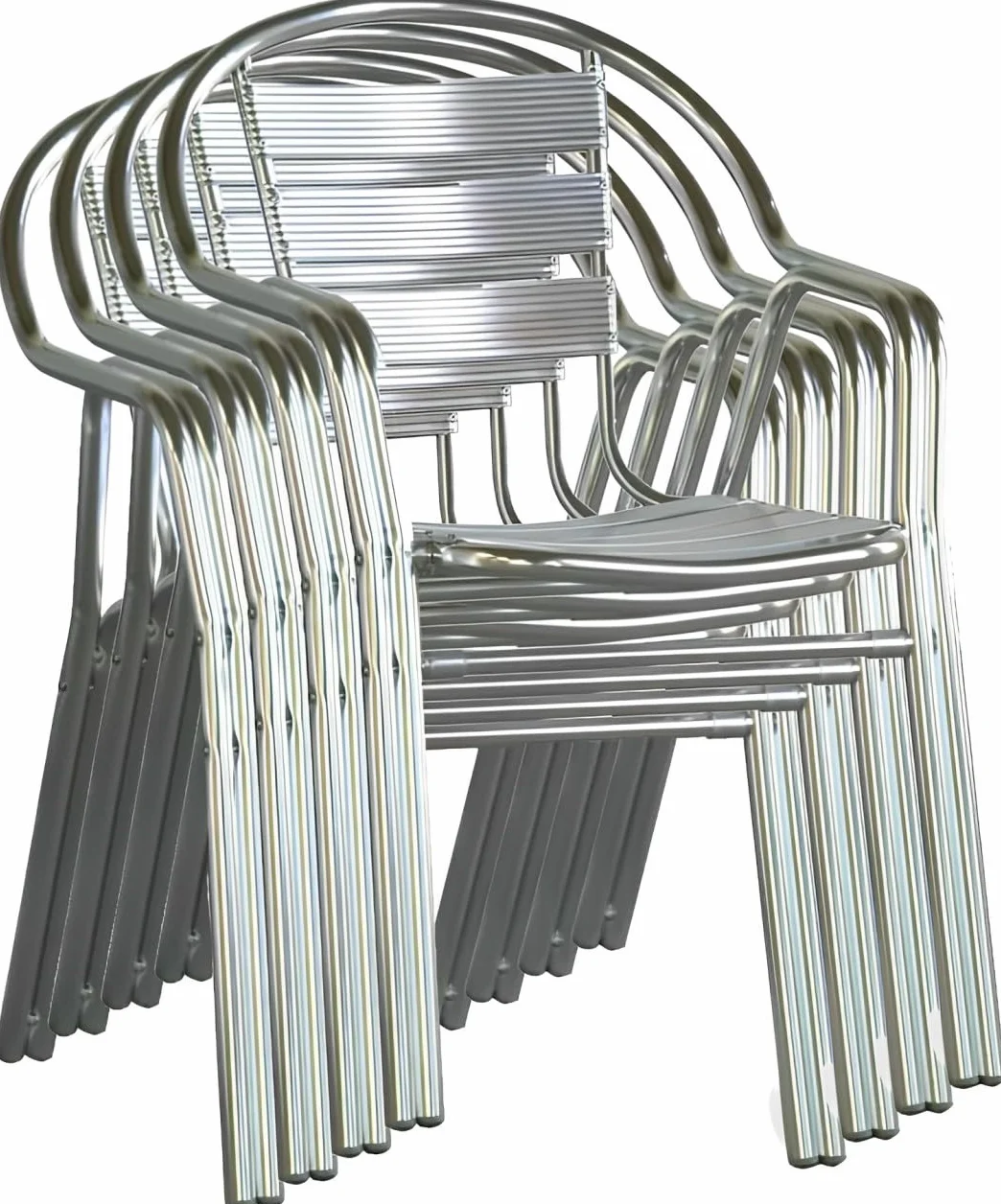 MBH – Silla de Aluminio de Doble Tubo para hostelería. Silla Industrial para terraza Exterior e Interior de Bar, Restaurante, Hotel y cafetería. Mobiliario hostelería (4 Unidades).