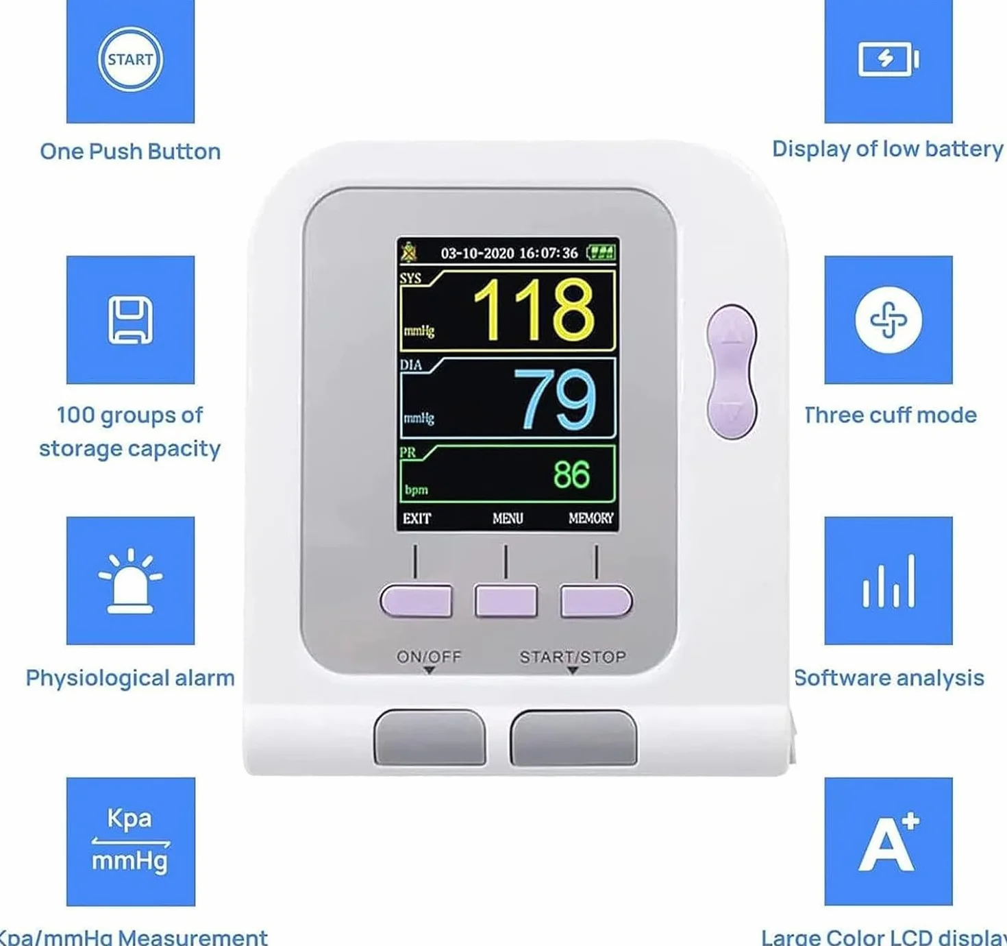 Ensiómetro Veterinario, Monitor de Presión Arterial Veterinario Digital, Esfigmomanom Electrónico de Medición Automática con 3 Puños, Equipo Veterinario de Escritorio para Perros / Gatos / Mascotas Cu