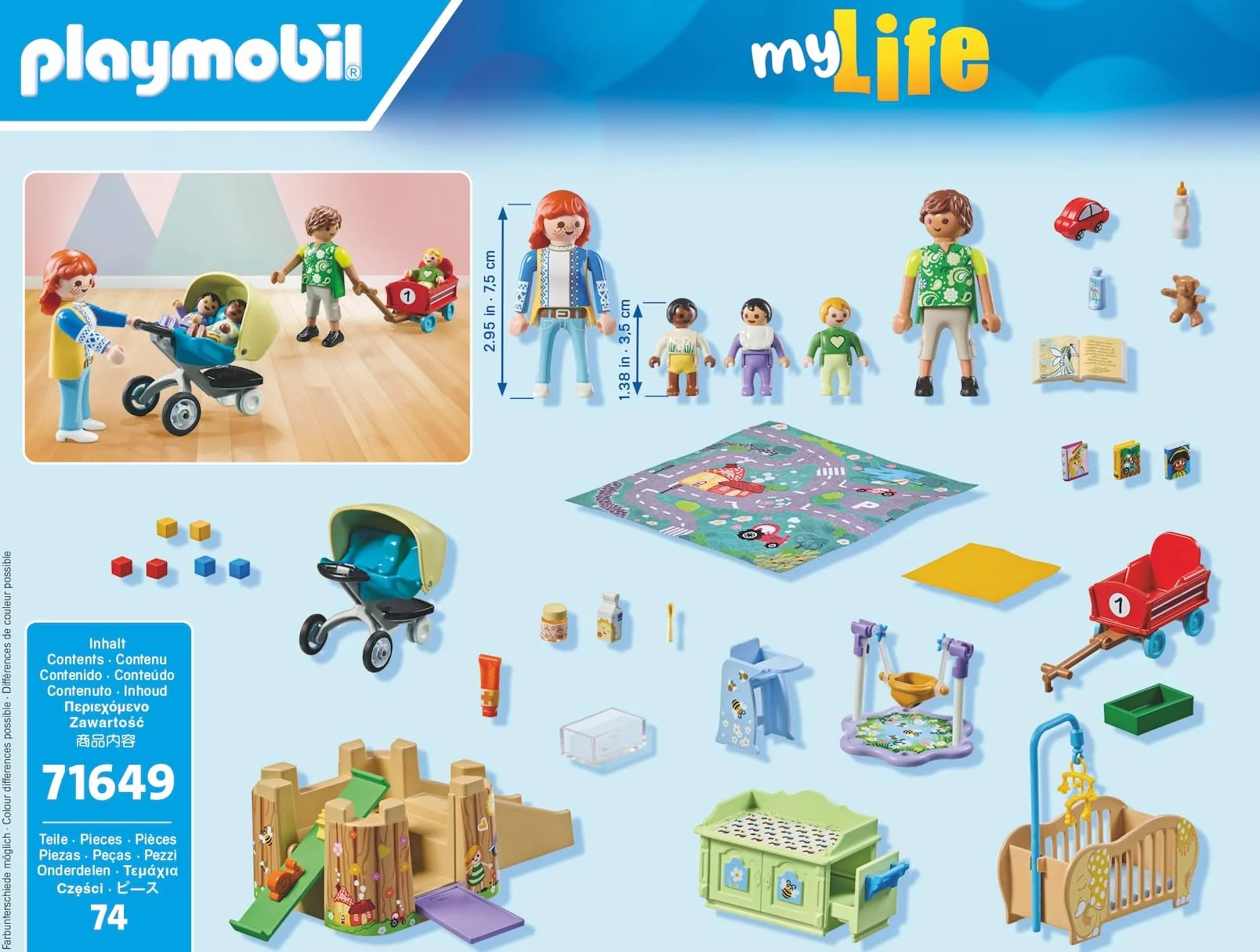 PLAYMOBIL MyLife Promo Pack 71649 Set Primera Infancia, 5 Figuras, Torre de Juegos, Tobogán, Accesorios, Juguetes para niños y niñas a Partir de 4 años