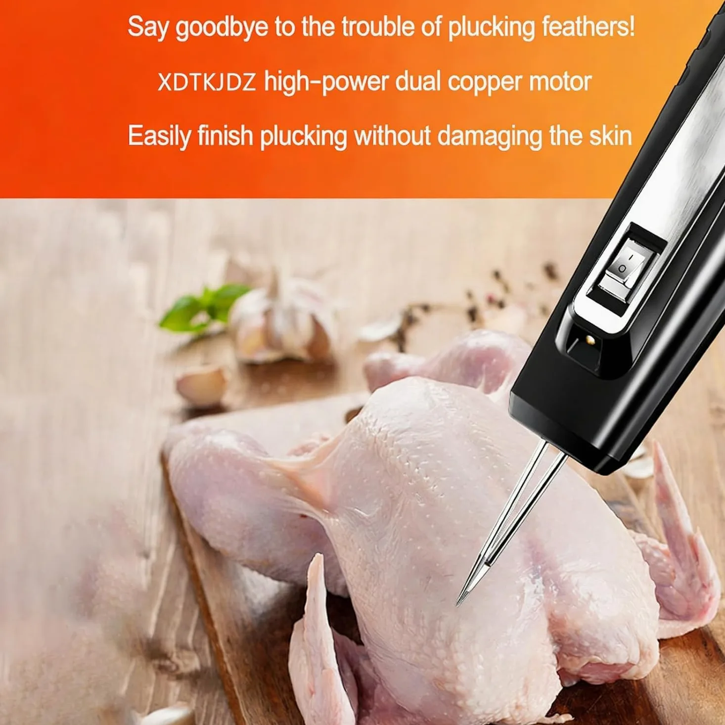 Máquina eléctrica para despelar aves de corral, herramienta de desplumado automático con interruptor impermeable y luz para pollo, ganso, pato, pavo y otras aves de corral
