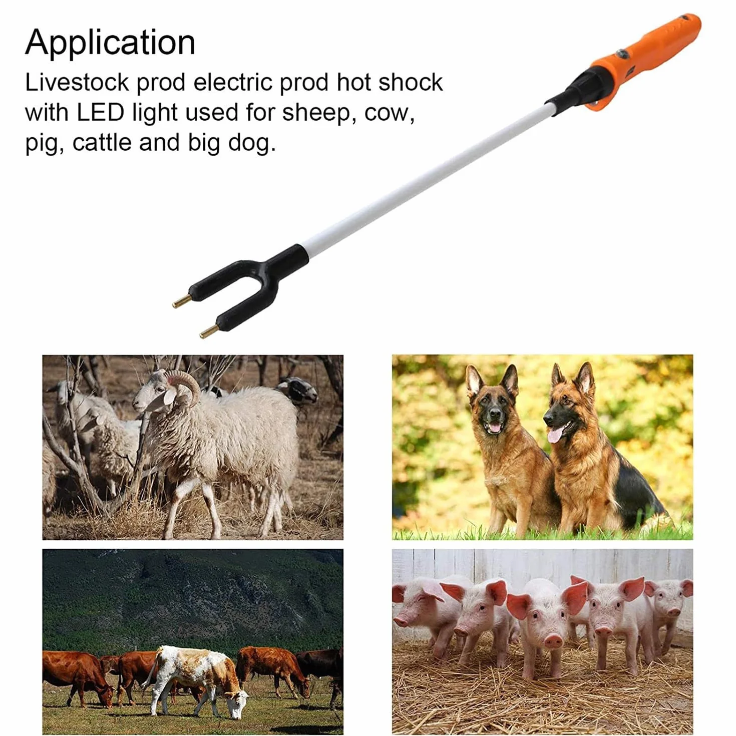 Palo De Seguridad para Ganado, Palo Eléctrico para Conducir Cerdos, Palo De Seguridad Eléctrico, Palo De Seguridad Eléctrico Recargable para Vaca Cerdo Ganado Cabras Y Perro 126cm