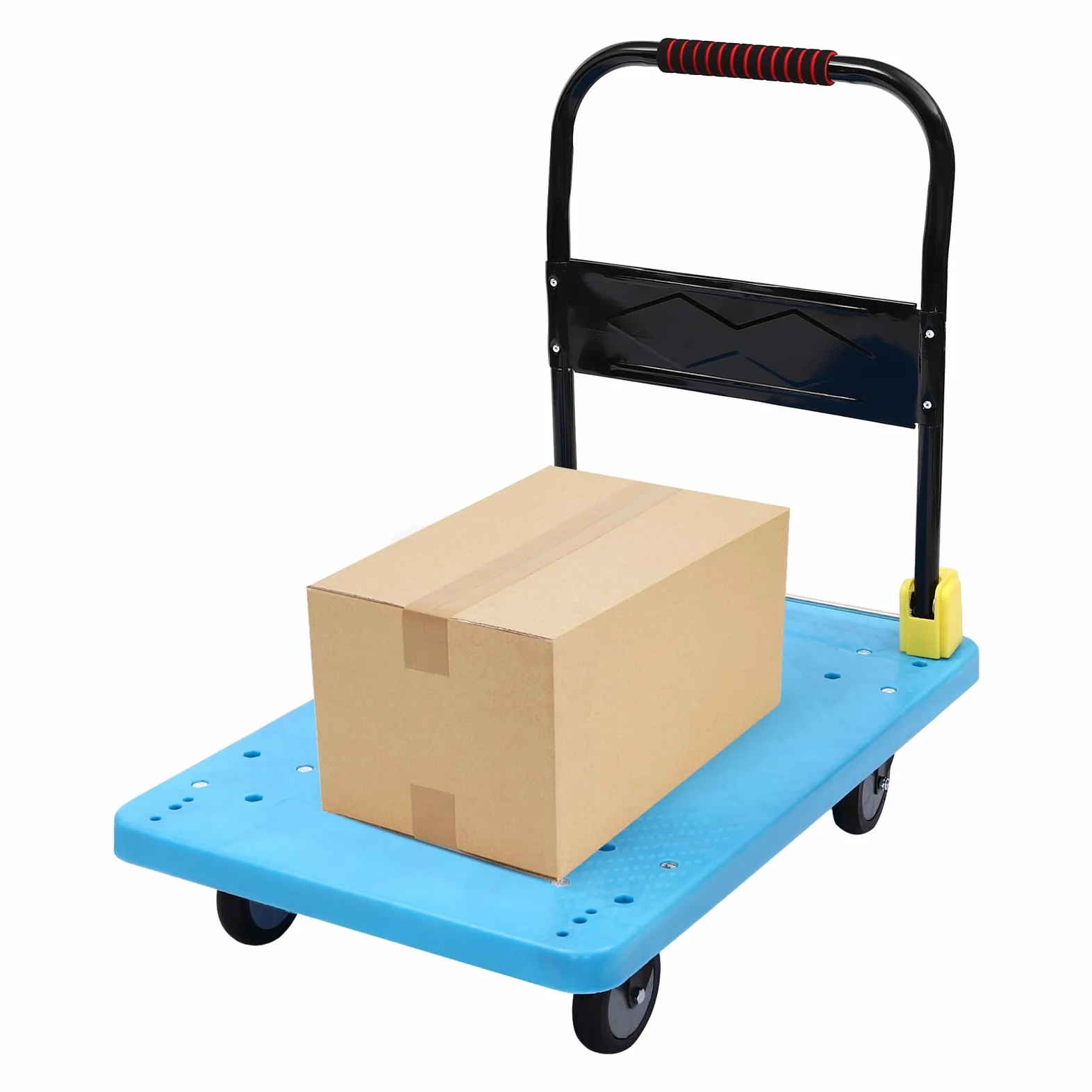 Carro plegable con plataforma plegable Carro de mano resistente 400 kg de carga para almacén fábrica supermercado ferretería 915 x 620 x 860 mm plegable naranja
