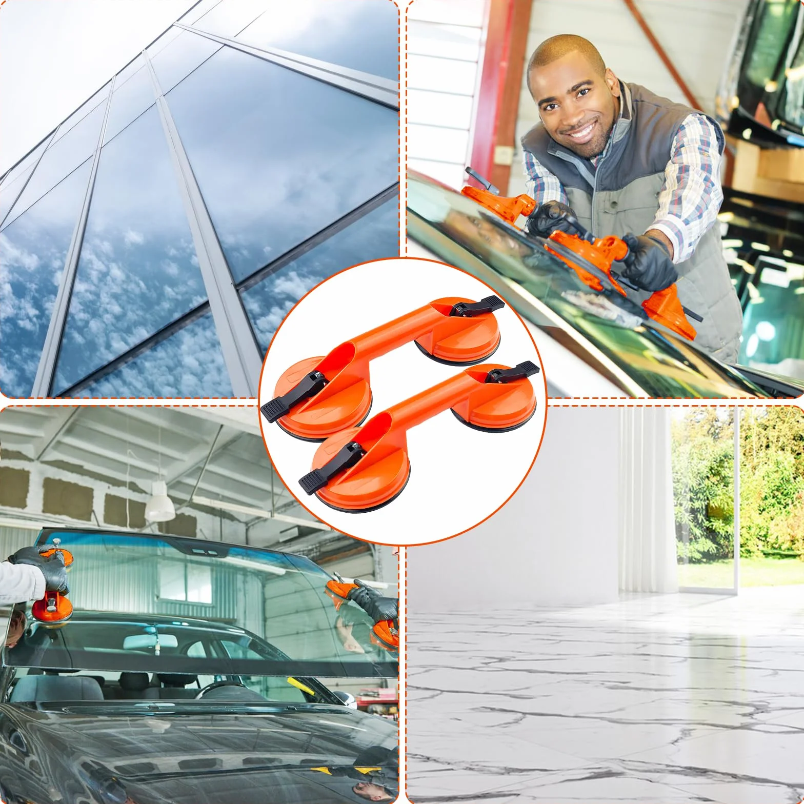 Ventosas para Cristal 100 Kg, Asas de Succión Ergonómicas Antideslizantes para Transportar Objetos Pesados