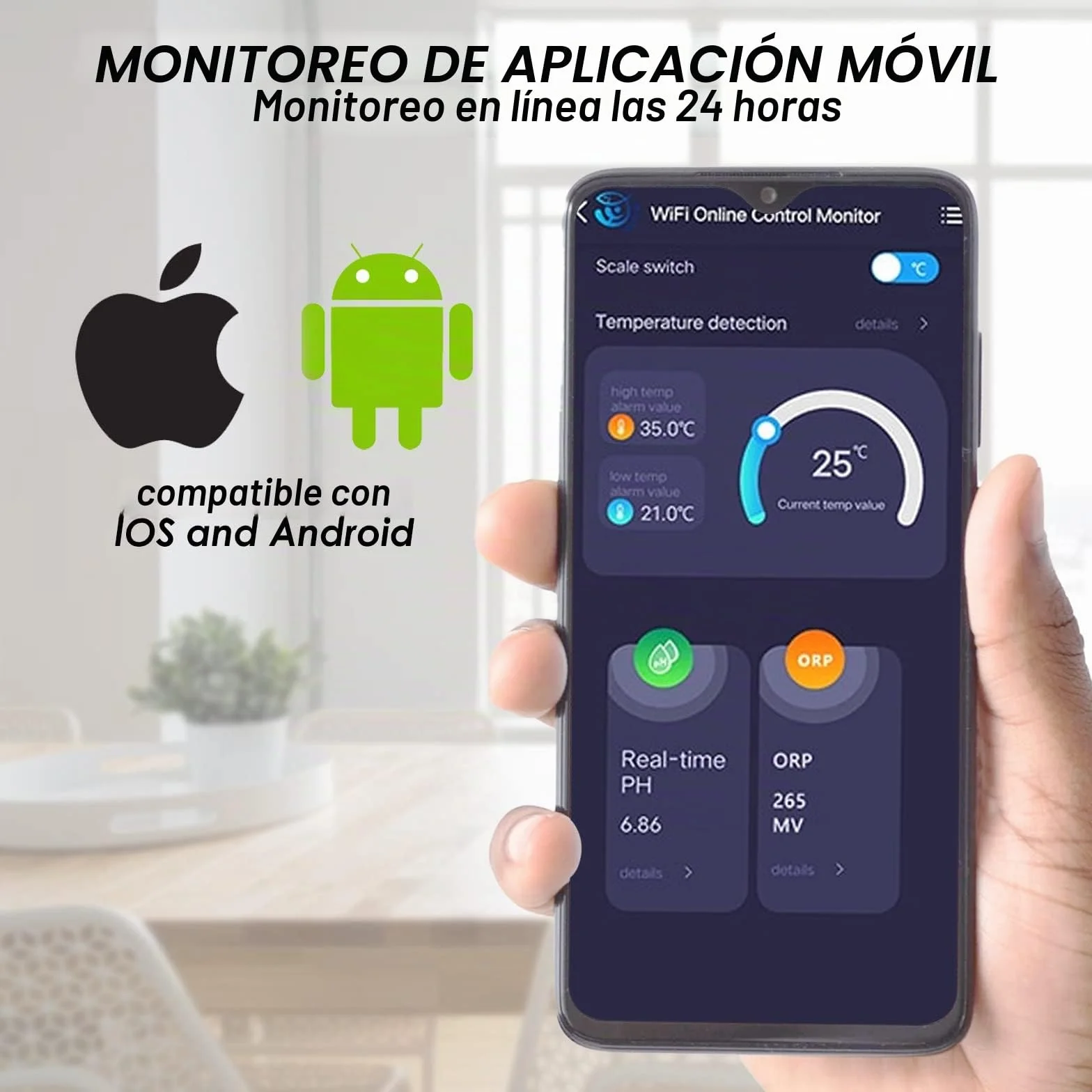 Medidor pH ORP Temperatura 3 en 1 Driver Inteligente con Control Remoto para Hidropónica Acuario Piscina