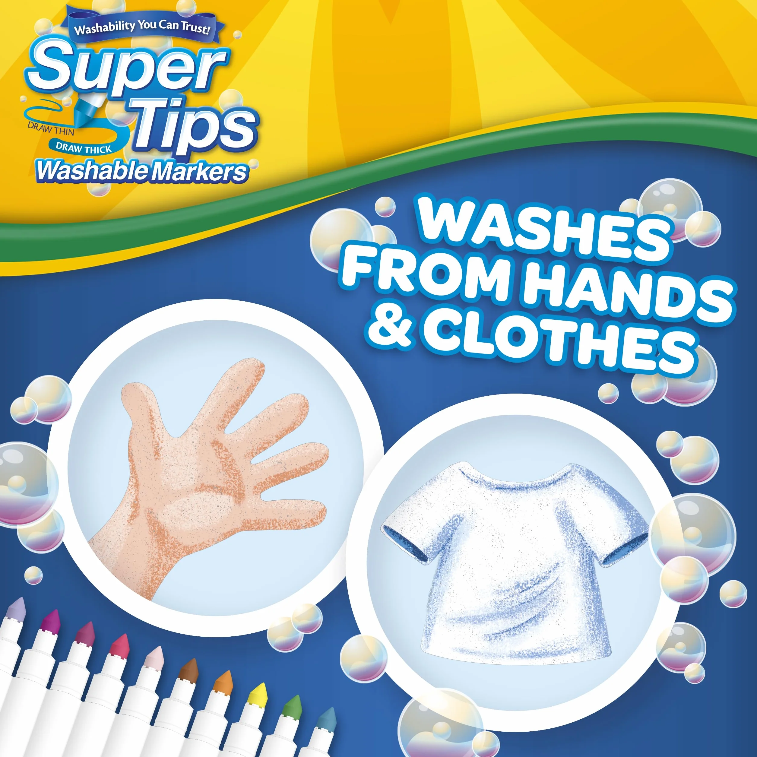 CRAYOLA Rotuladores Supertips Lavables, Set 50 Unidades, No Tóxico, Multicolor