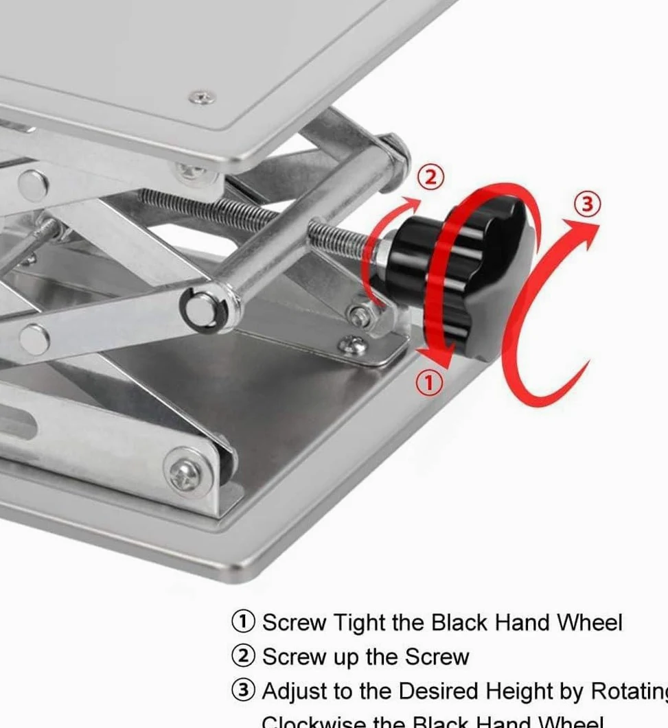 Mesa de elevación manual, plataforma de elevación de tijera de acero inoxidable para coches RC y laboratorio, alta capacidad de carga, 30 x 30 cm