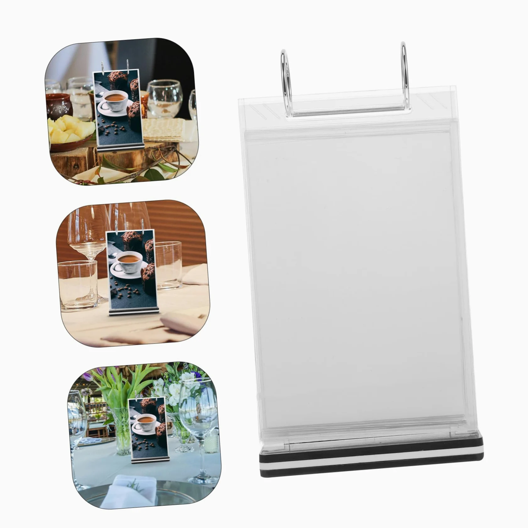 5piezas Soporte De Menú De Escritorio Transparente Para Restaurantes Exhibidores Estables Para Carteles Porta Menús Ligero y Fácil De Usar Para Tiendas y Eventos