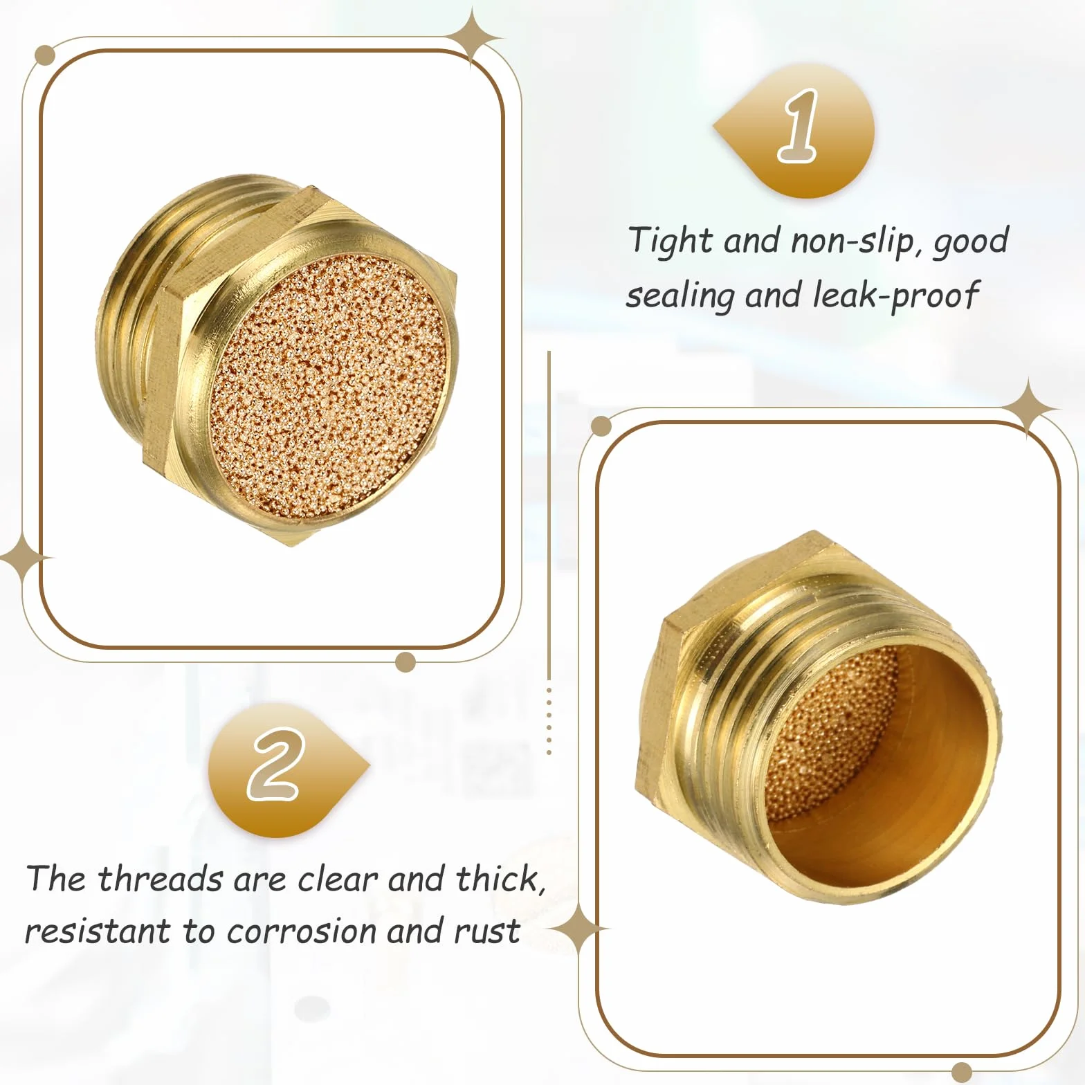 QUARKZMAN Silenciador De Escape Neumático G 1/2" Bronce Sinterizado Accesorios Para Línea De Aire