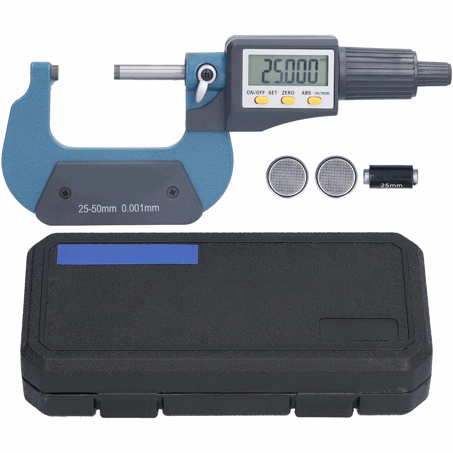 Micrómetro Digital Electrónico, 25-50mm, Resolución 0.001mm, Precisión 0.002mm, Pantalla LCD, Herramienta de Medición de Espesor