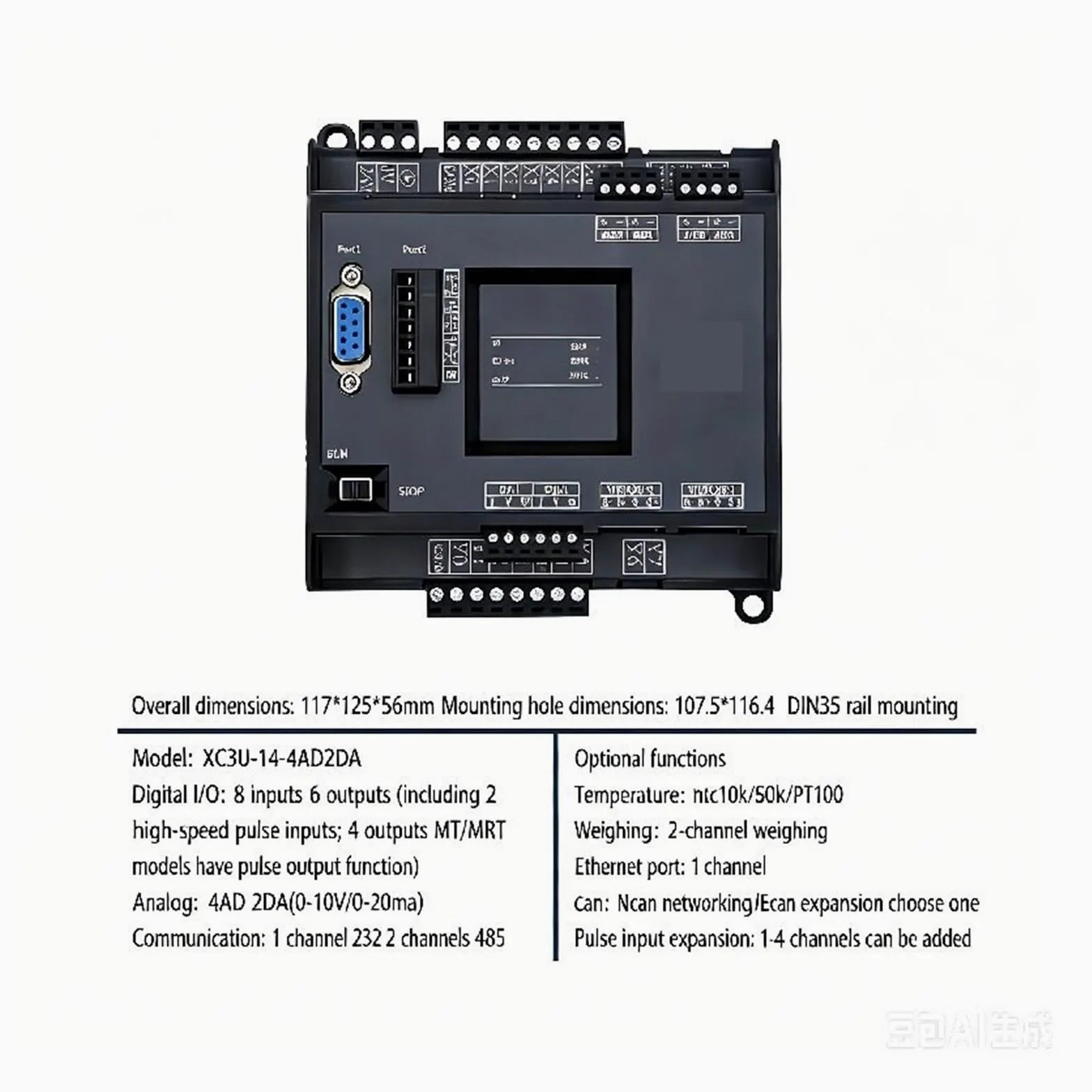 Transistor de relé PLC FX3U ZT3U 14MR 4AD 2DA analógico 0-20mA 0-10V(ZT3U 14MR 4AD2DA,0-10V)