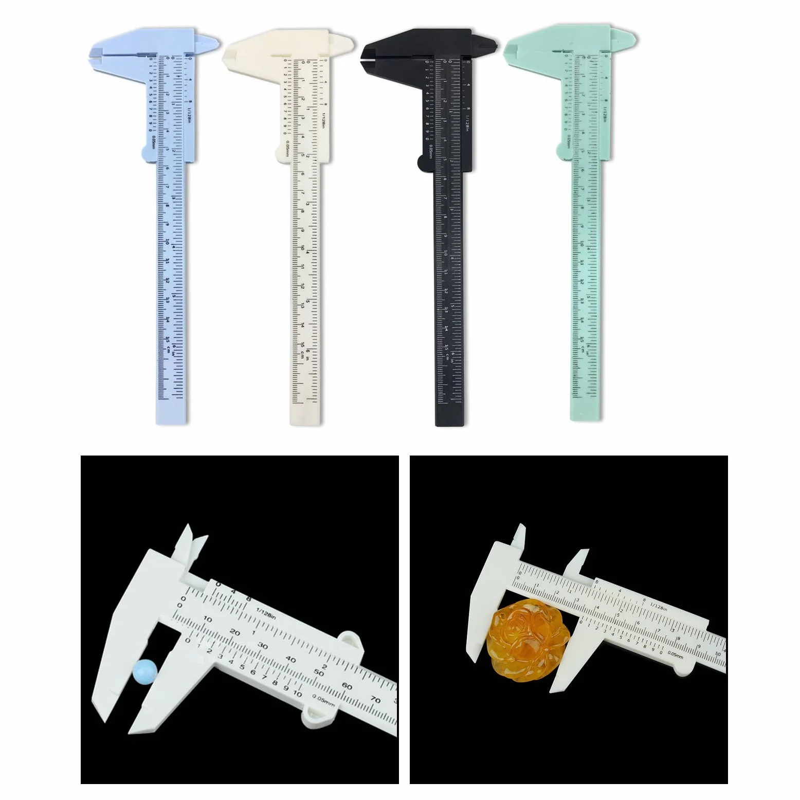 Calibre Vernier de Plástico 150mm 4 Piezas Medir Interior Exterior Profundidad