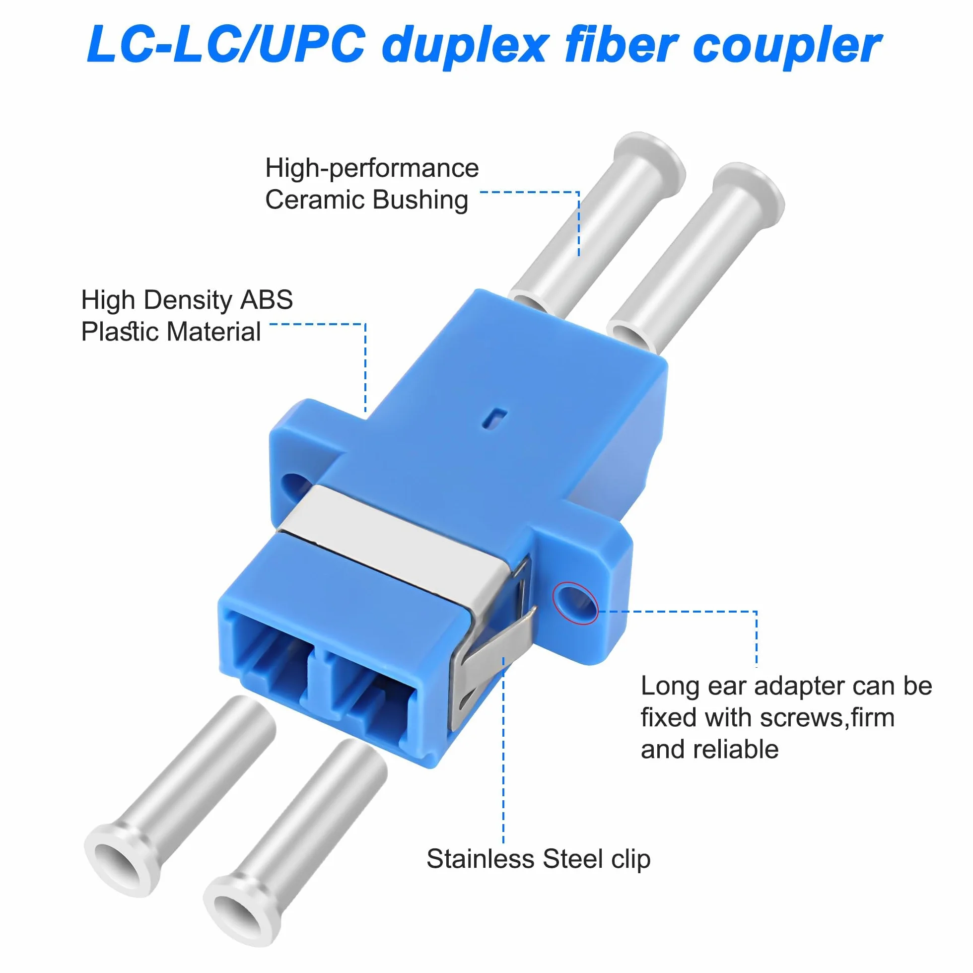 Conector de fibra óptica LC hembra a hembra adaptador dúplex LC/UPC 10 PCS
