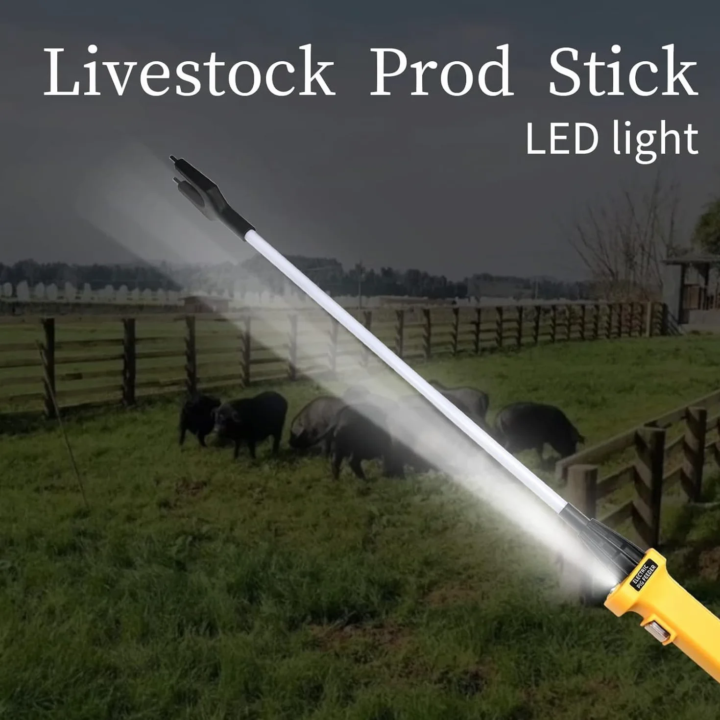 Palo Eléctrico para Conducir Cerdos, Palo De Prod para Ganado Seguridad Animal Electric Shock Prod Recargable Arreador Electrico para Ganado para Perros Vaca Cerdo Cabras Eléctrico