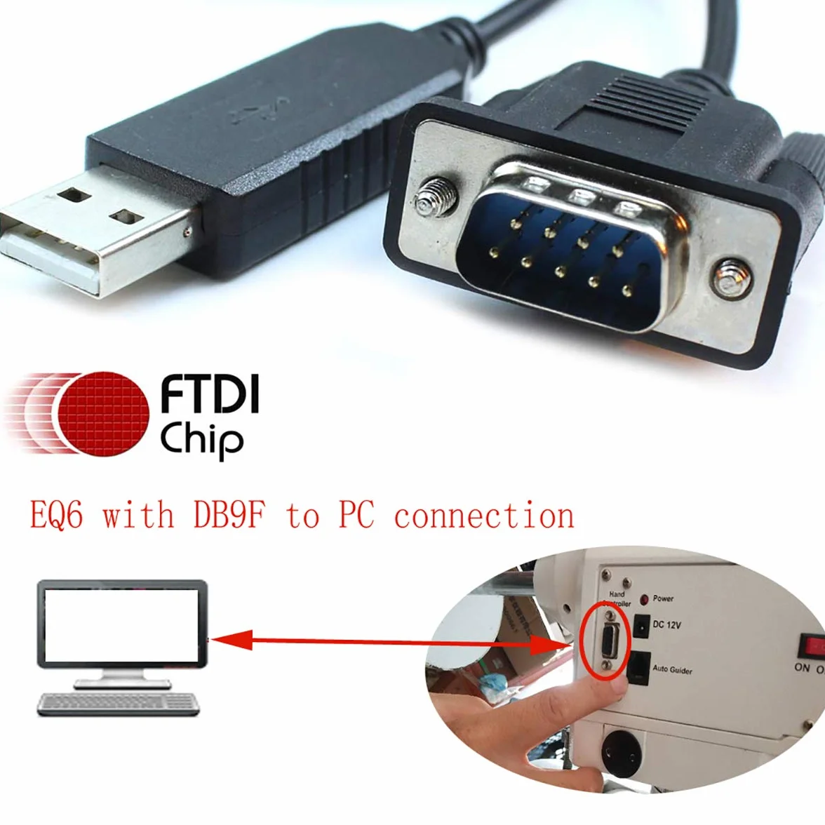 Skywatcher EQMOD ASCOM Cable Goto Control 500cm DB9 HEQ5pro AZEQ5 AZEQ6 EQ6-R