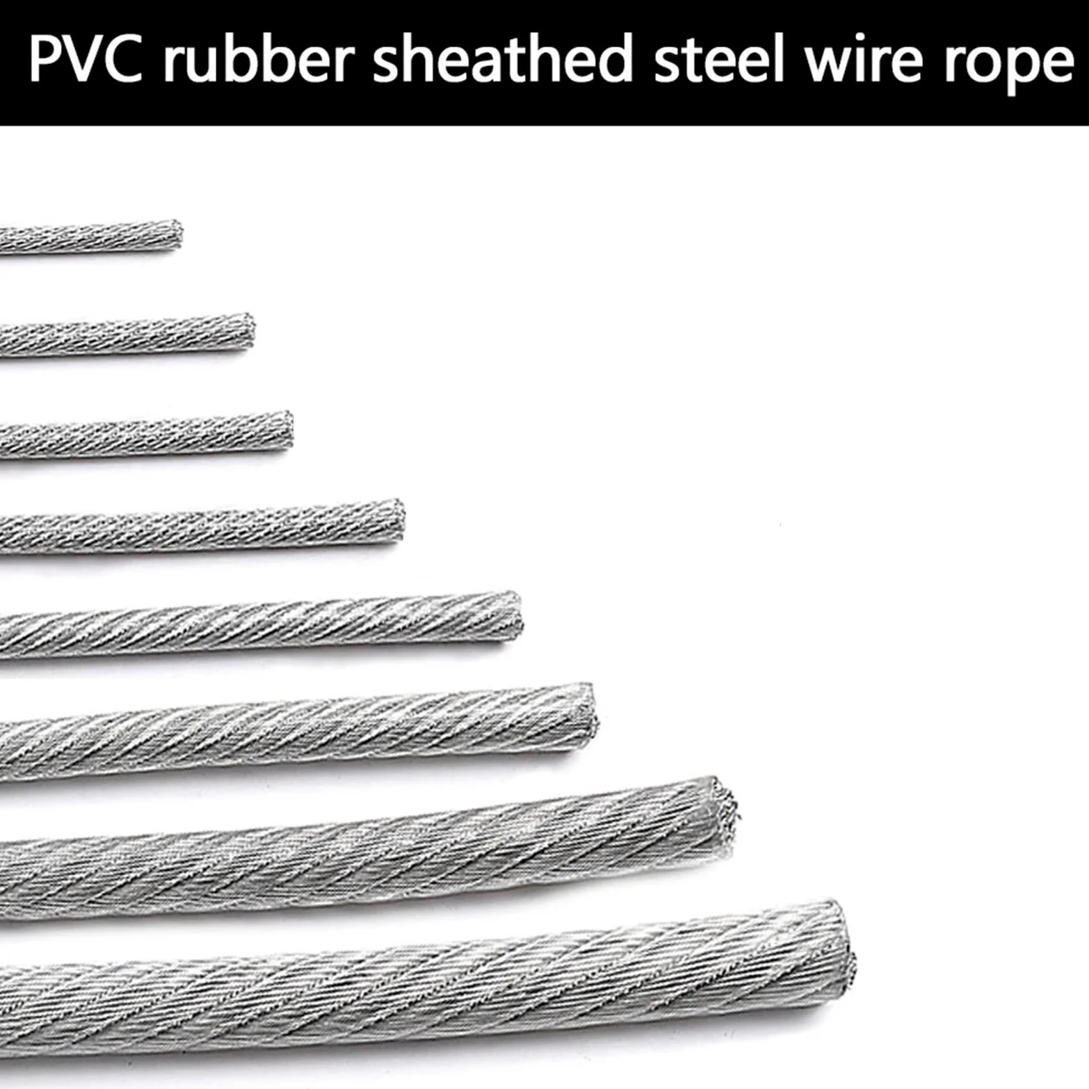 Alambre De Acero Plastificado Cable de acero inoxidable 304 50 m con revestimiento plástico PVC color transparente, 2,0 a 6, mm, utilizado for tendederos, etc(4.0mm)