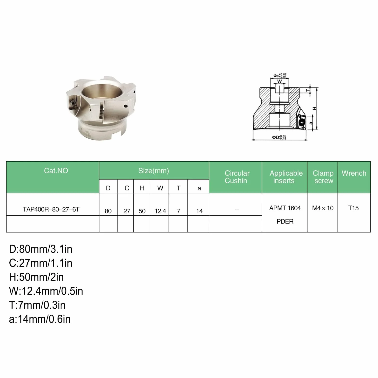 Juego de Portaherramientas de Fresado Frontal MT3 FMB27 con Cortador BAP 400R 80 27 6T e Insertos APMT1604 Material 40CR para Fresadoras CNC
