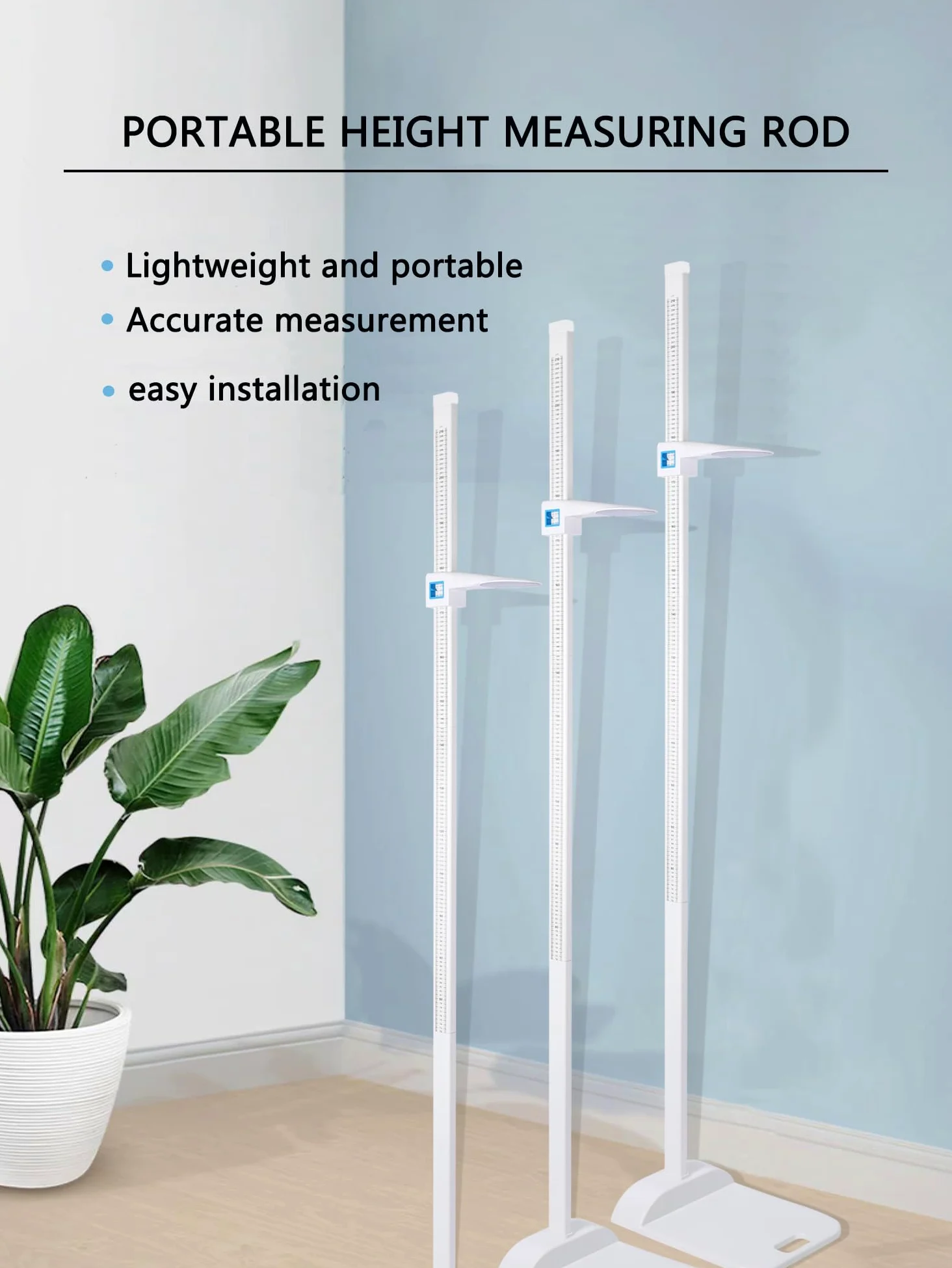 Medición de altura de aleación de aluminio, portátil, barra de medición de altura de 20-210 cm, unidad con cm y 8-82 cm para el hogar, oficina,