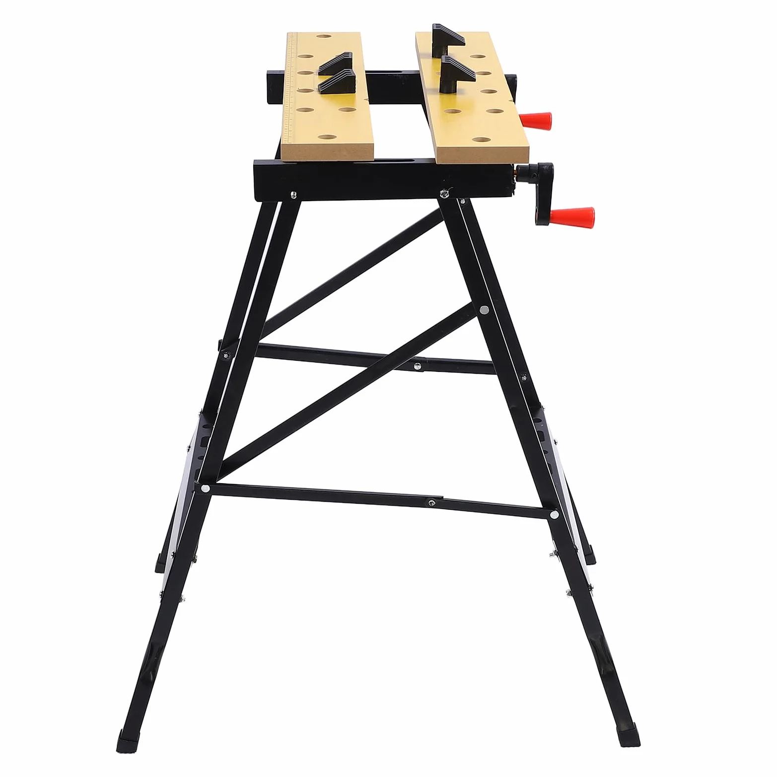 Mesa de Trabajo Plegable, Marco de Acero con Mordazas de MDF, Banco de Trabajo Portátil para Taller, Carga de 220 LB, Superficie de Sujeción Ajustable para Talleres, Reparación, Pintura,