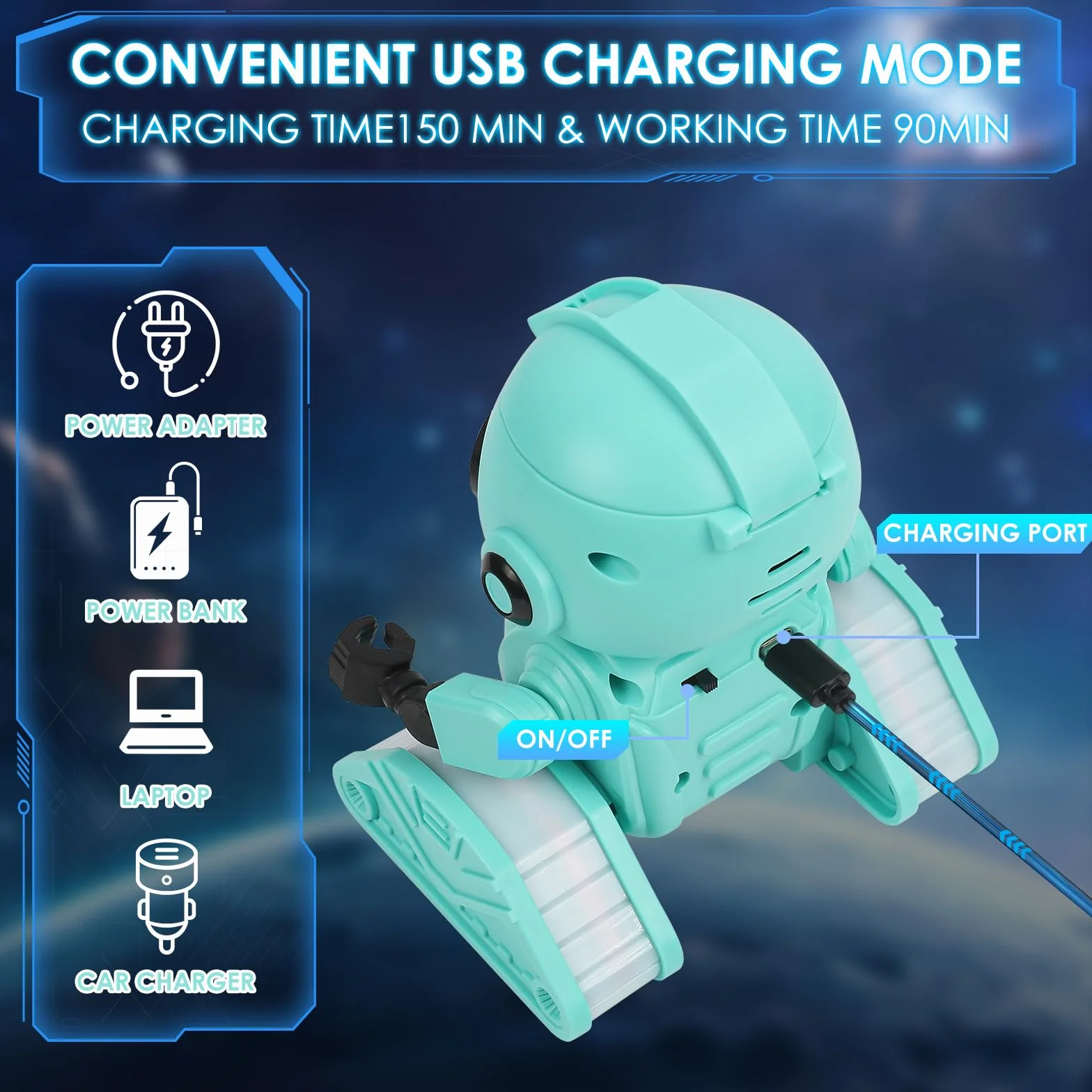 ZWOOS Robot Interactivo con Ojos LED y Música, Control por Gestos - Juguete para Niños 4-8 Años