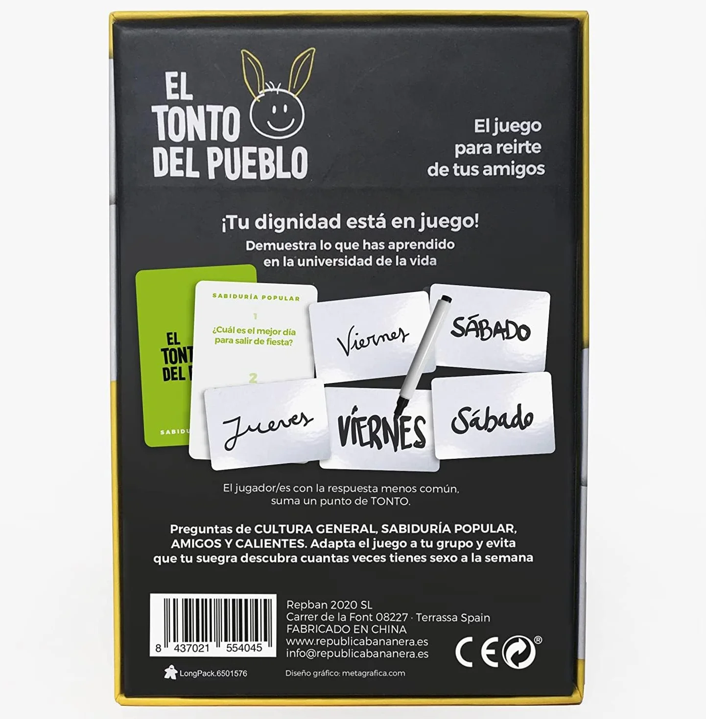 El Tonto del Pueblo - Juegos de Mesa - Cartas pizarras y rotuladores