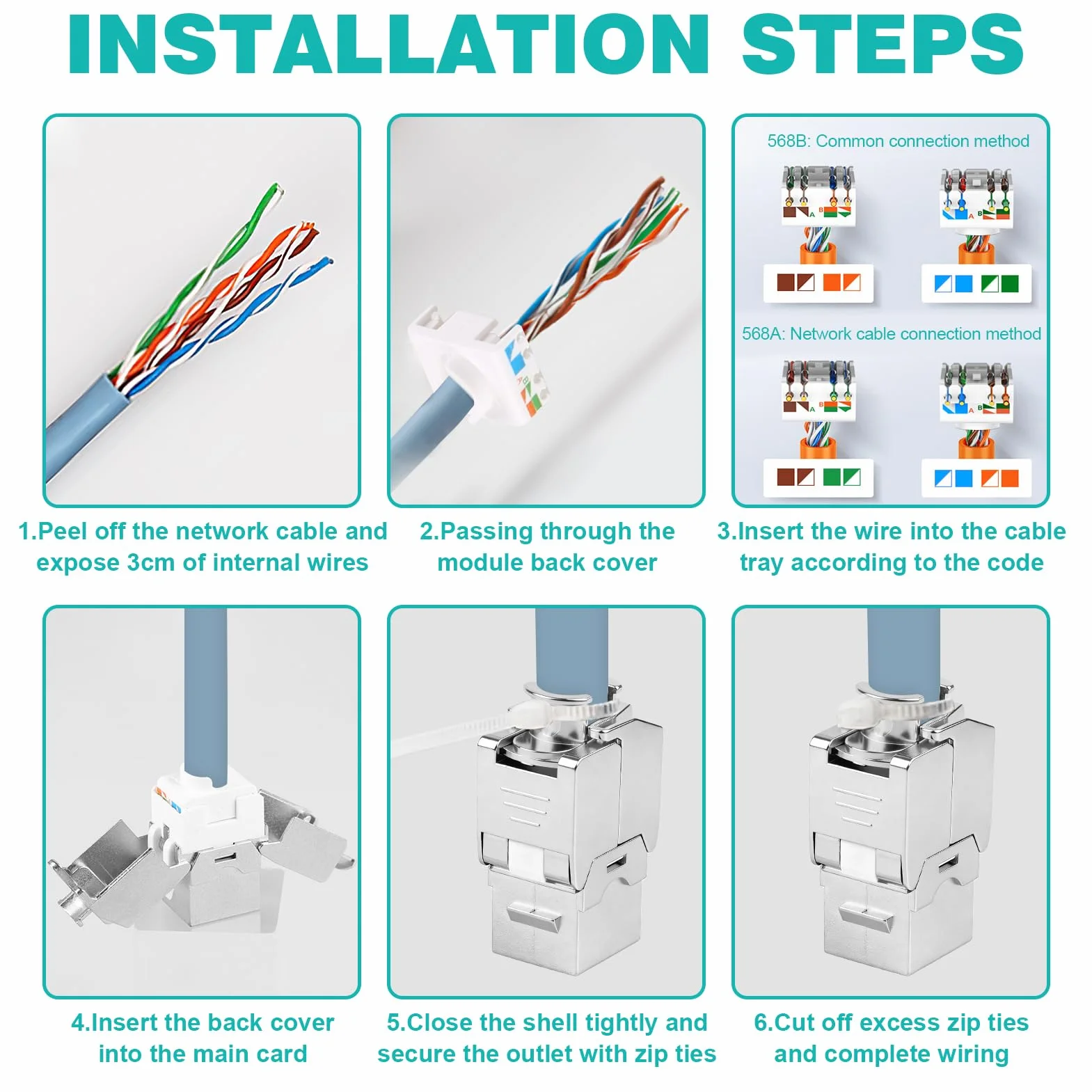 Módulos CAT 7 Keystone RJ45 Hembra 10 Gbps 1000 MHz STP Apantallado