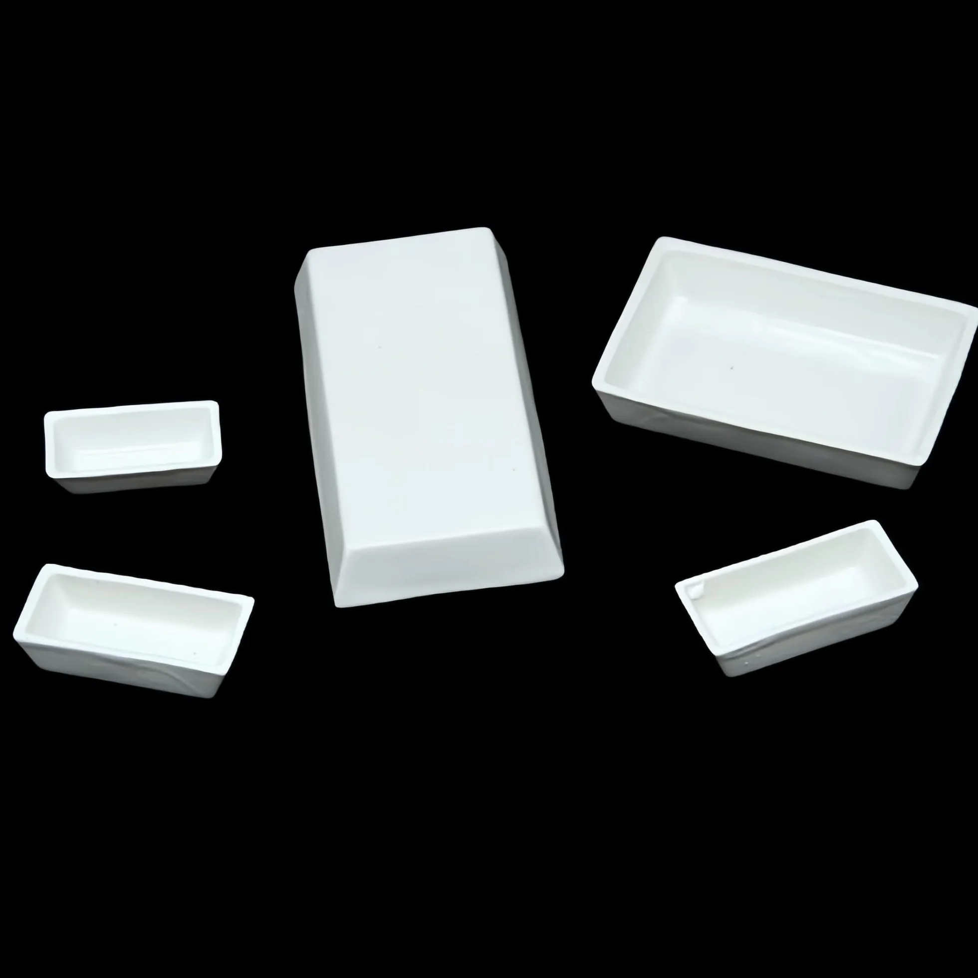 Crisol de corindón trapezoidal de alúmina 60x30x15 mm - Crisol sinterizado de cerámica de alta temperatura para laboratorio