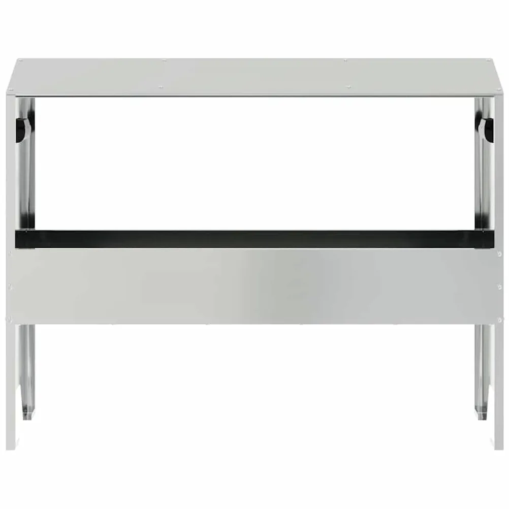 Comedero para animales de granja de acero galvanizado plateado, 79 x 35 x 62 cm, capacidad de 15 kg, resistente a la intemperie, para interior y exterior, comedero estable para establo y