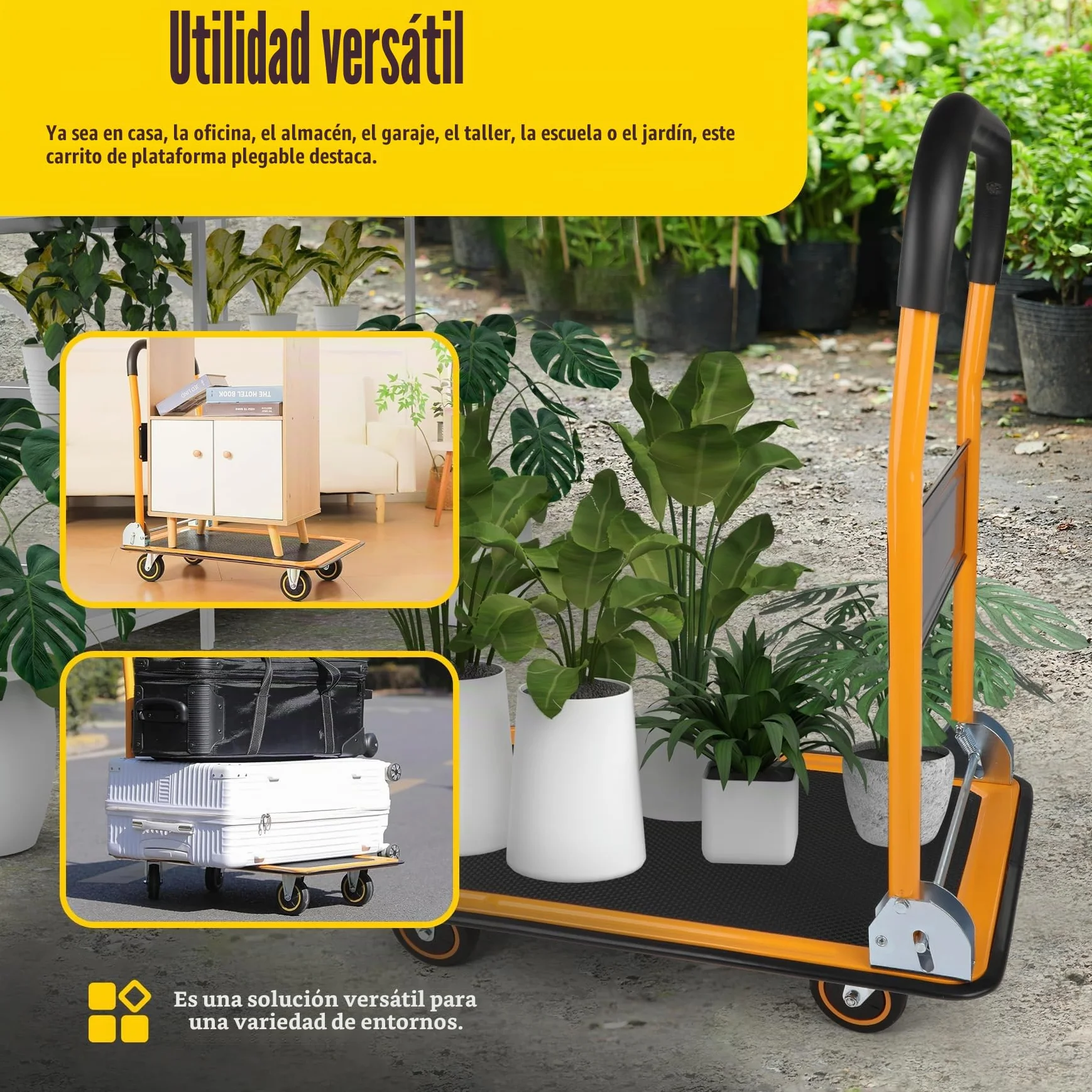 MaxWorks 80876 Plataforma Plegable para camión con Plataforma móvil, 149,68 kg Capacidad de Peso con Ruedas giratorias