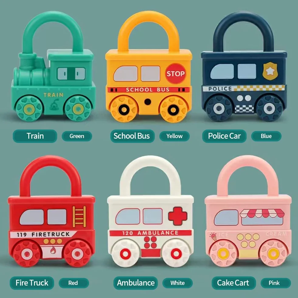Coche Juguete con Llave de Bloqueo Montessori Tren Montaje Colores Números Educativo Juego Regalos Niños 3 4 5 Años