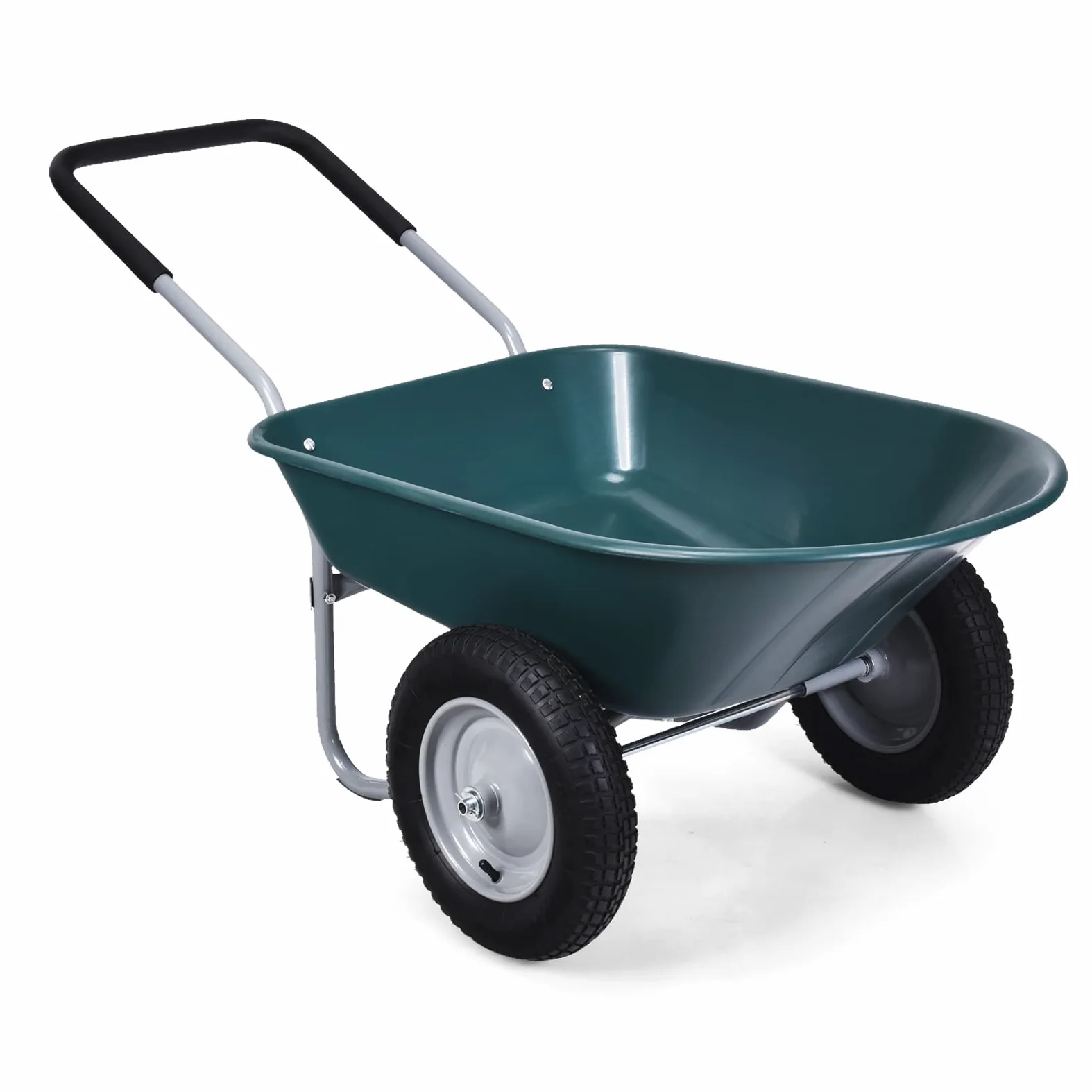 COSTWAY Carretilla con 2 Ruedas de Jardín, Carro Resistente con Estructura en Acero Robusto y Ruedas Neumáticas 35,5 cm, Gran Capacidad de Carga de 100 kg (Verde)