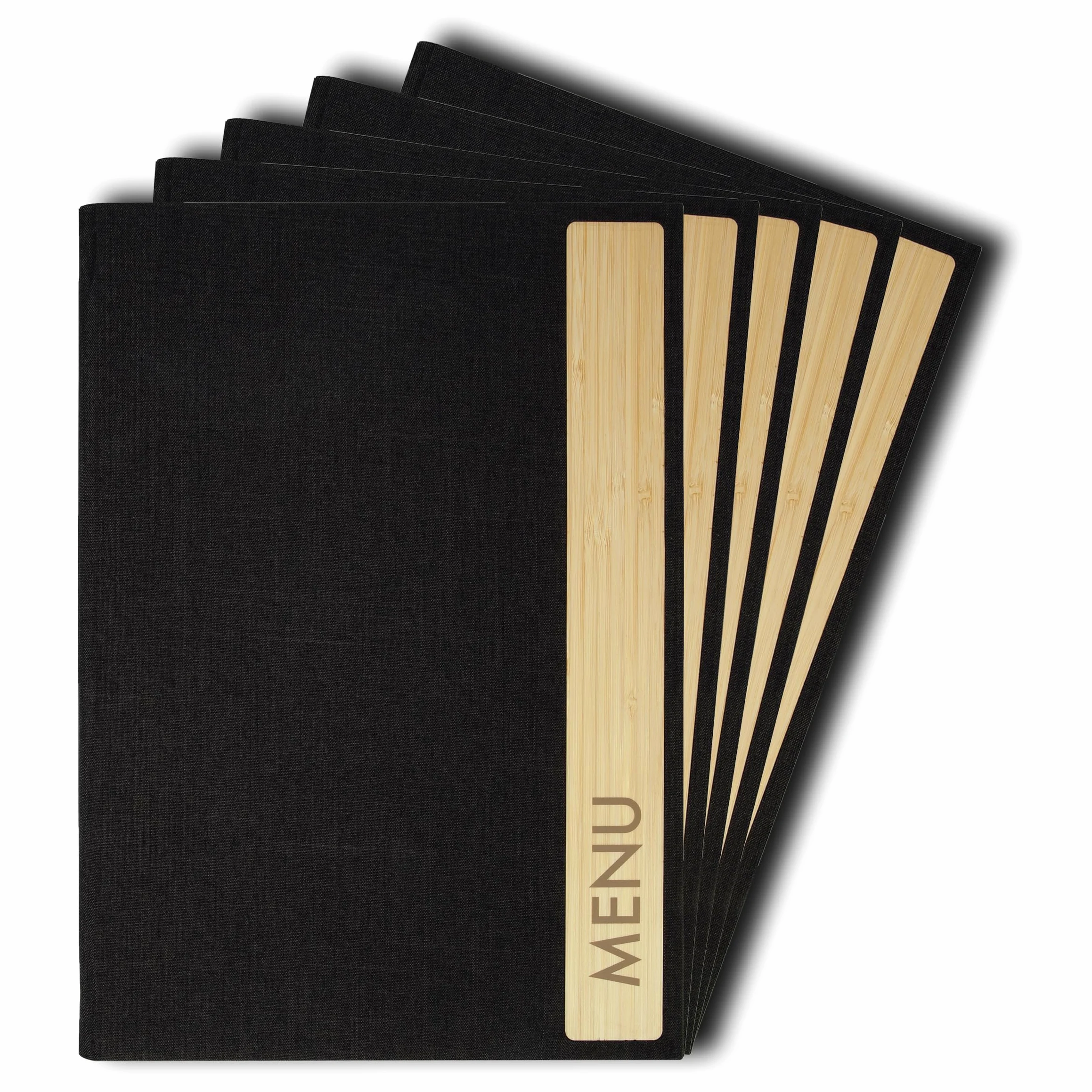 SIGEL SM220 Porta-menú - Bambus - 1 unidad - incl 2 fundas transparentes dobles para 8 páginas - encuadernación elástica - A4 - gris oscuro/beige - 5 piezas | SM220, Bamboo, 2 fundas para 8 hojas, encuadernación elástica, gris oscuro/beige