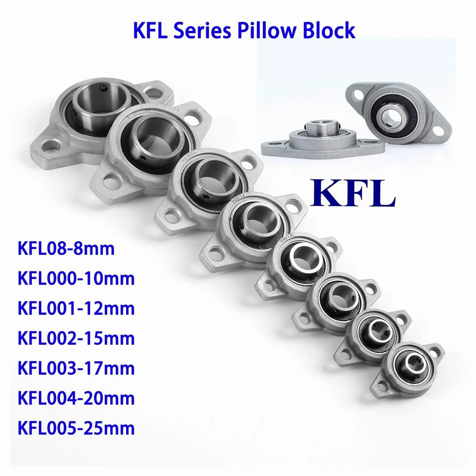 Rodamiento con soporte integrado 4/10 Uds. Bloque de almohada de 8mm-25mm rodamiento rómbico inserto de aleación de Zinc eje lineal(KFL002 15MM,10Pcs)