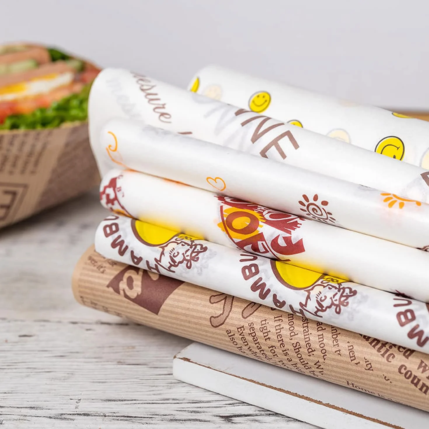 Papel para Envolver Comida Impermeable a Prueba de Aceite 100 Hojas