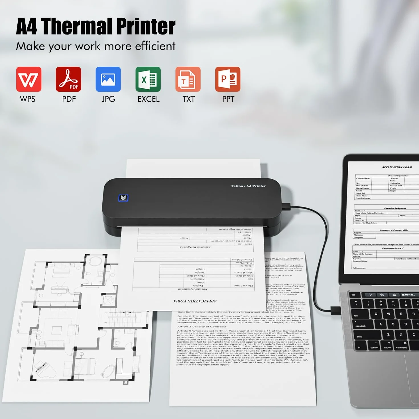 TATELF Termocopiadora Tattoo Bluetooth MP-8028 Impresora Térmica Tattoo, Impresora portatil inalambrica con 20 Papel Transfer Tattoo con iPad y Phone y PC