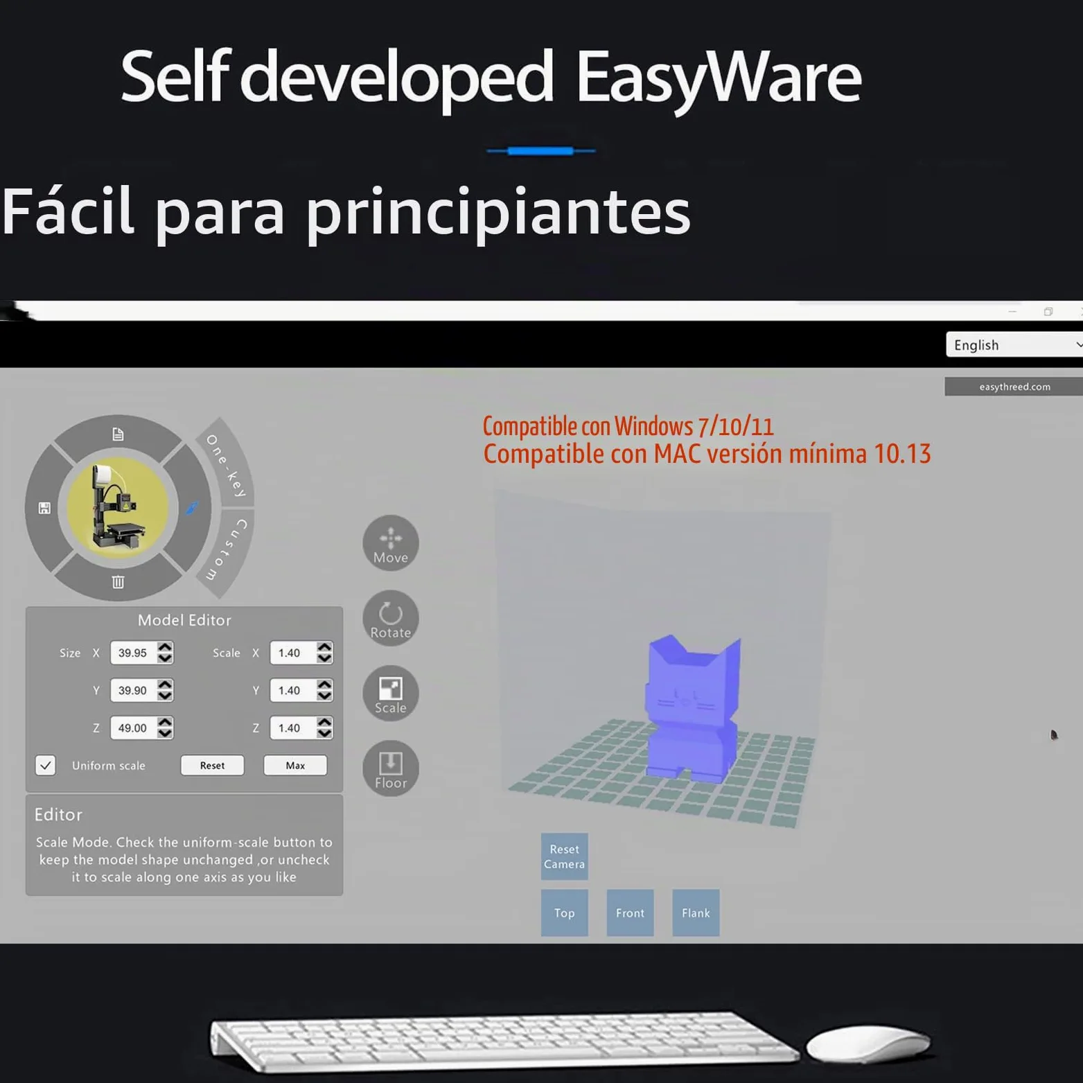 ciciglow Impresora 3D FDM Mini, Máquina de Impresión 3D de 40 Mm/s para Niños y Principiantes, Admite 1,75 Mm de Filamento TPU de PLA, Tamaño de Impresión de 100x100x100 Mm (White)