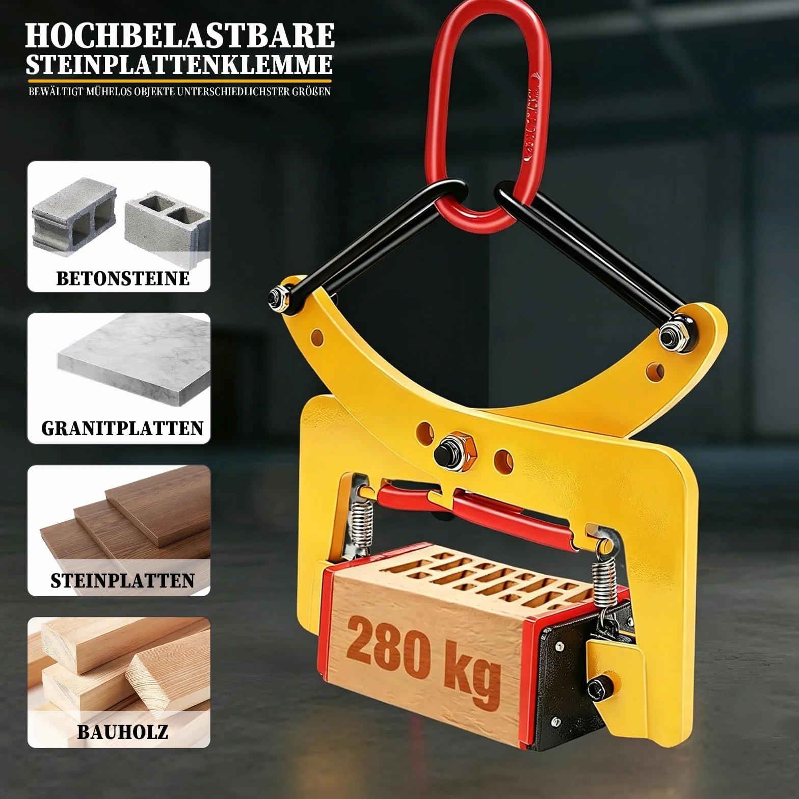 Alicates de desplazamiento, 280 kg, con apertura ajustable, 8-30 cm de diámetro, pinza para piedra para levantar y transportar piedras