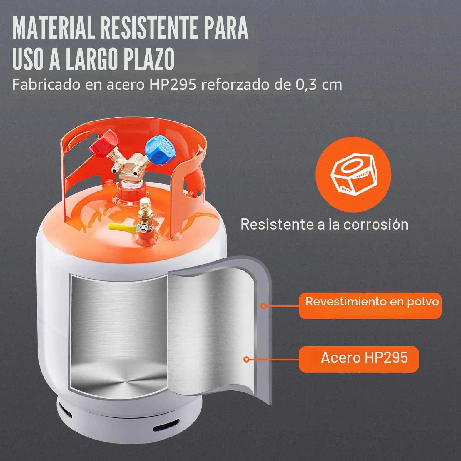 VEVOR Tanque de Recuperación de Refrigerante Capacidad de 50 libras Tanque Cilíndrico Portátil 400PSI con Válvula Y para Líquido Vapor Recipiente de Recuperación de Alto Sellado para R22/R134A/R410A