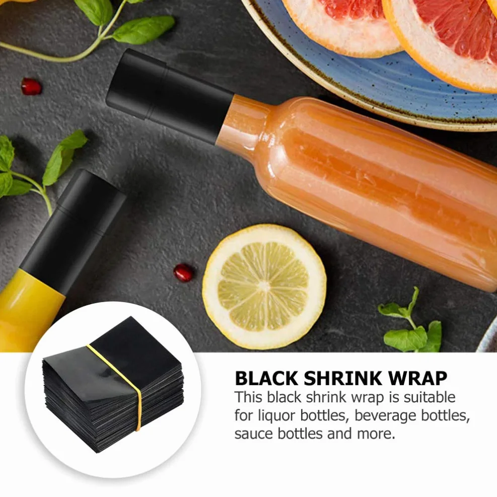 Scicalife 100 Unidades Cápsulas de Termorretráctil Perforadas Negras de PVC para Botellas de Vino Botellas de Salsa Picante Y Otras Botellas de Líquido