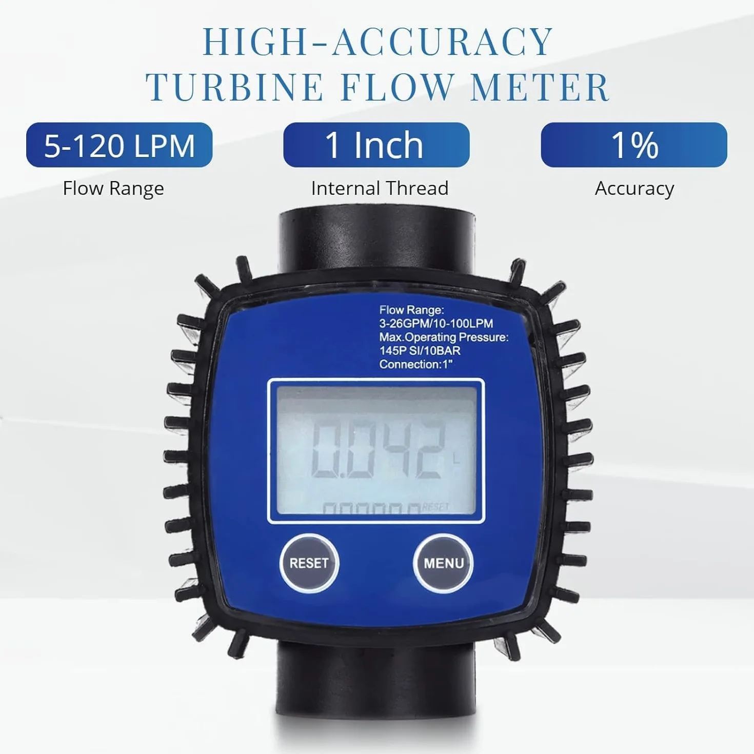 Medidor de Flujo Diesel de Alta Precisión, Caudalímetro Agua Rosca 1 Pulgada, Medidor Flujo Digital para Diésel Gasolina