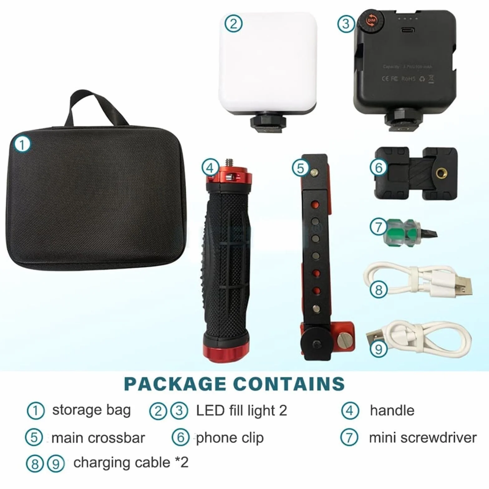 Kit de Iluminación Dental LED 360° Ajustable para Fotografía con Cámara de Teléfono Móvil