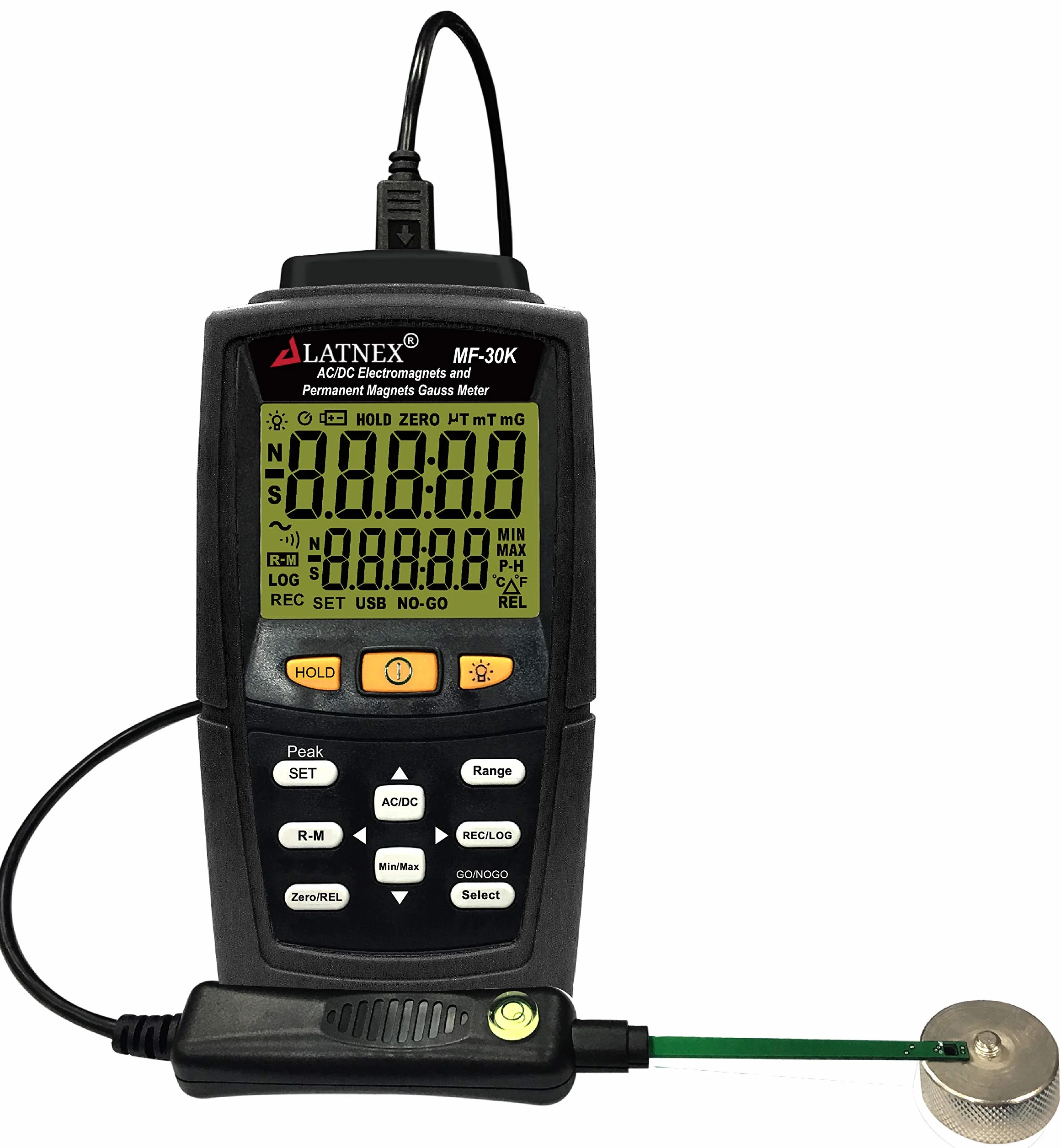 MF-30K AC/DC Gauss medidor con certificado, mide la fuerza de los campos magnéticos y el poste (imán residual, permanente). Medición de nivel de campos electromagnéticos de CA alta integrada <15000G